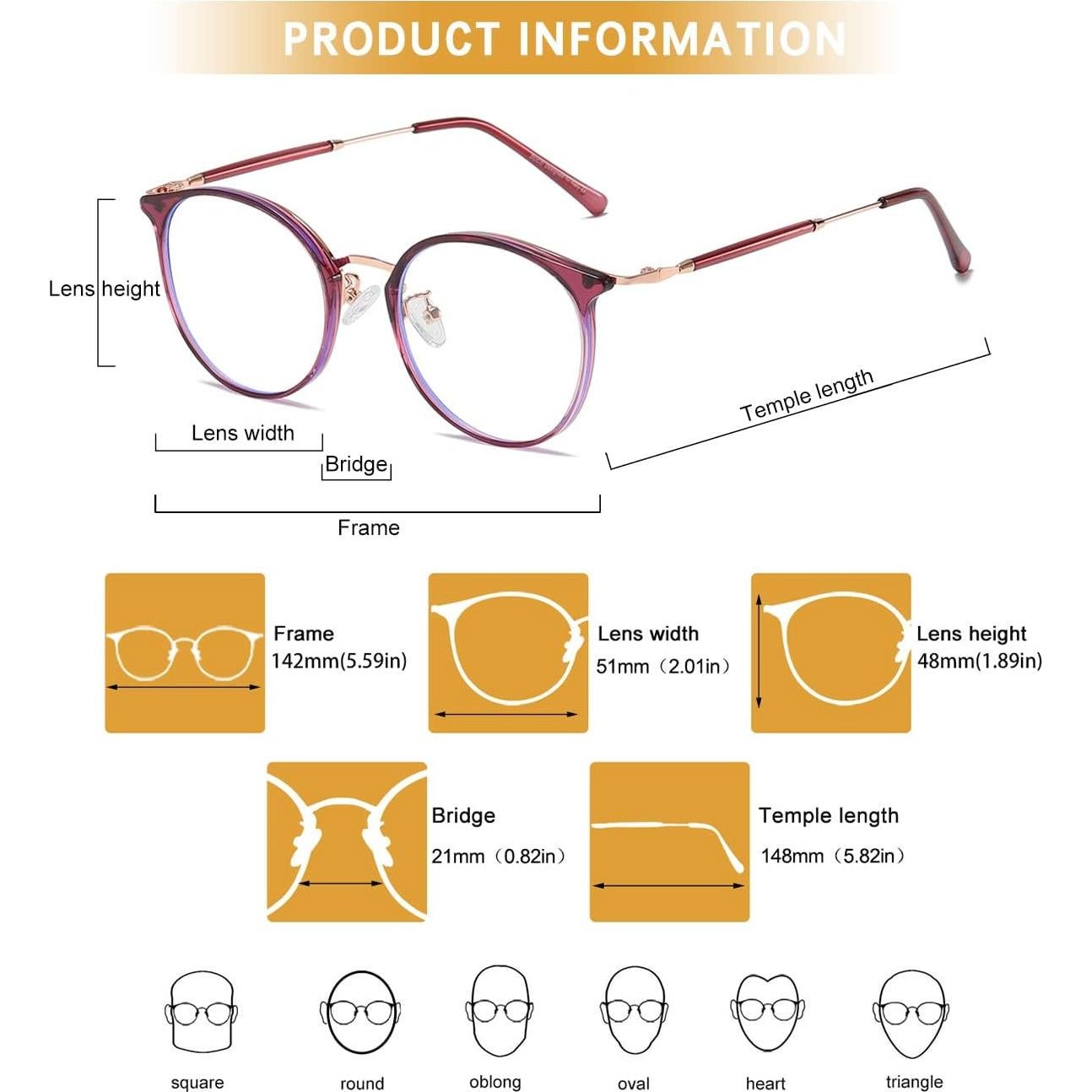 Gafas de Luz Azul DUCO Unisex Retro Redondas UV400