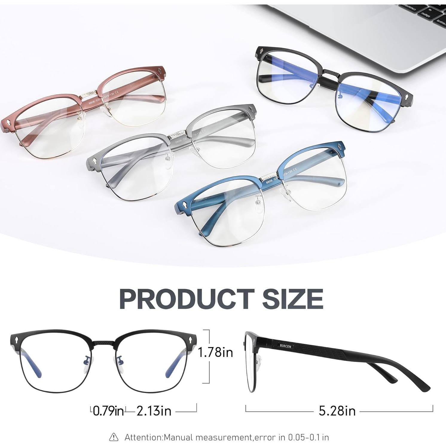 Gafas de Bloqueo de Luz Azul BIRCEN 8806 - Al-Mg Metal Unisex