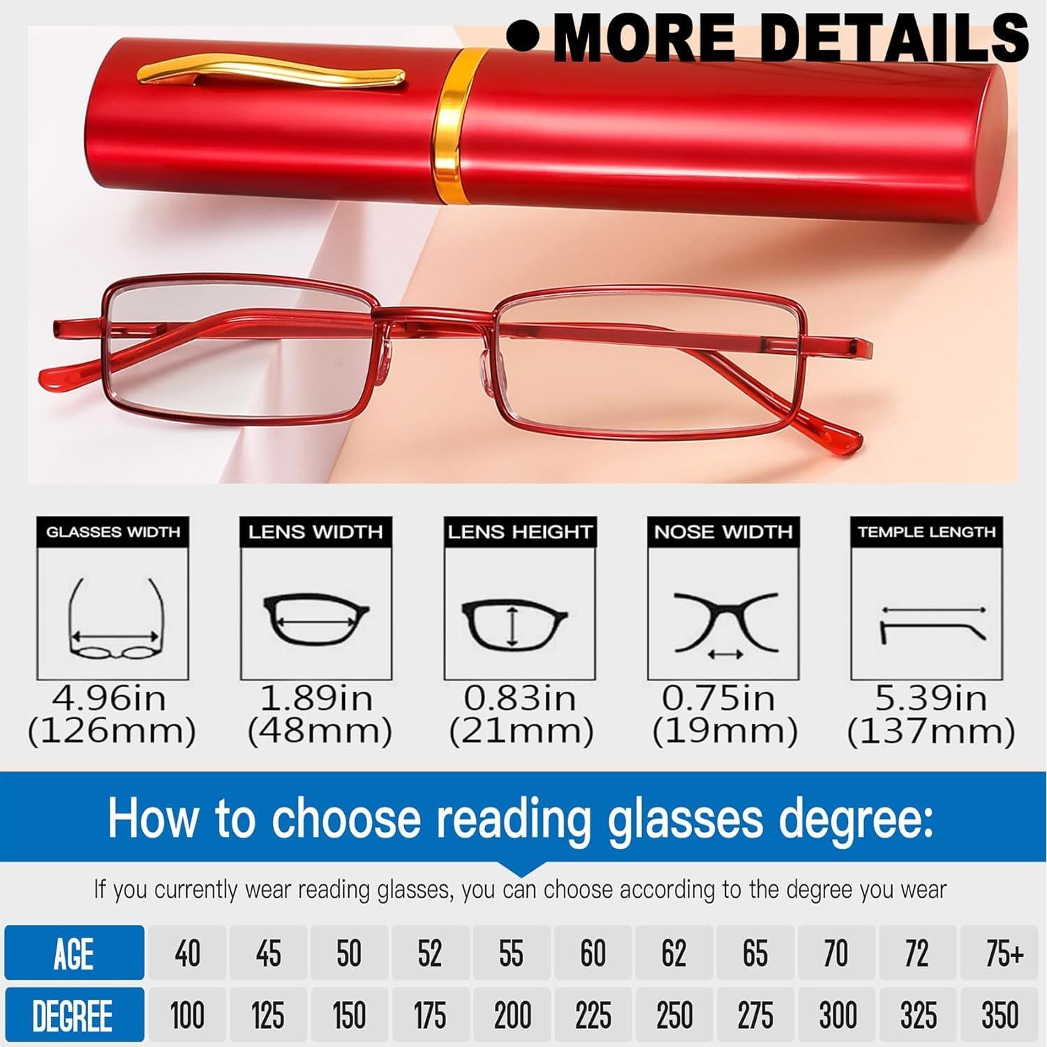 Gafas de Lectura Portátiles TOUK 1.5x Anti Luz Azul UV