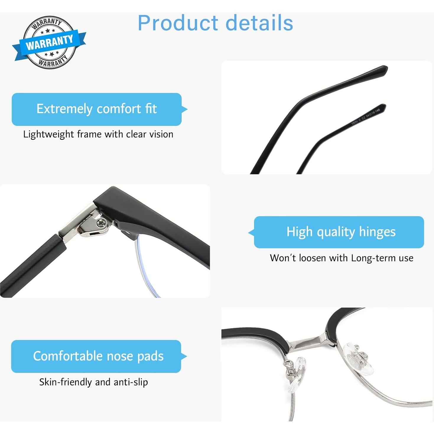 Gafas bloqueadoras de luz azul ANRRI para hombres - Estilo Browline