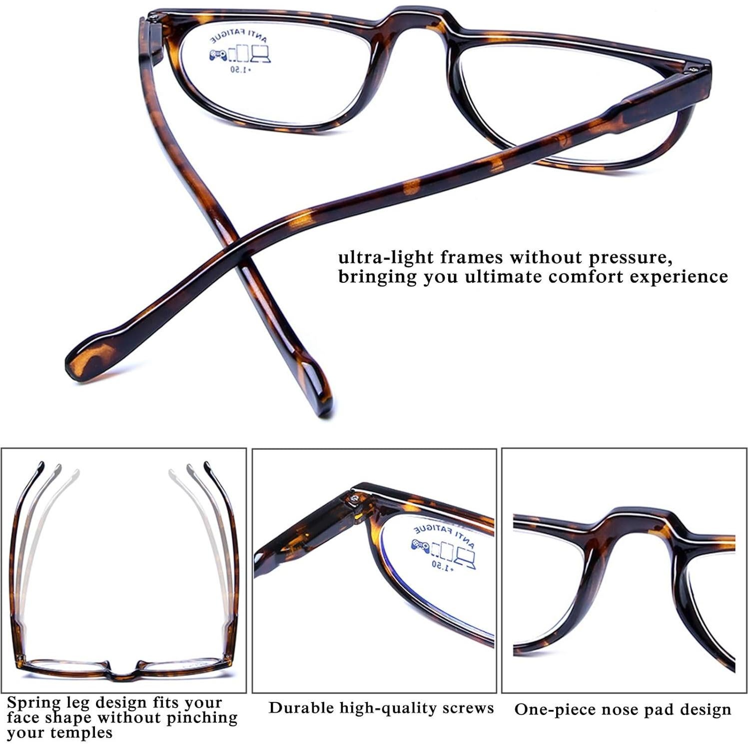 Gafas de Lectura AQWANO 4 Pares 1.5x Bloqueo Luz Azul