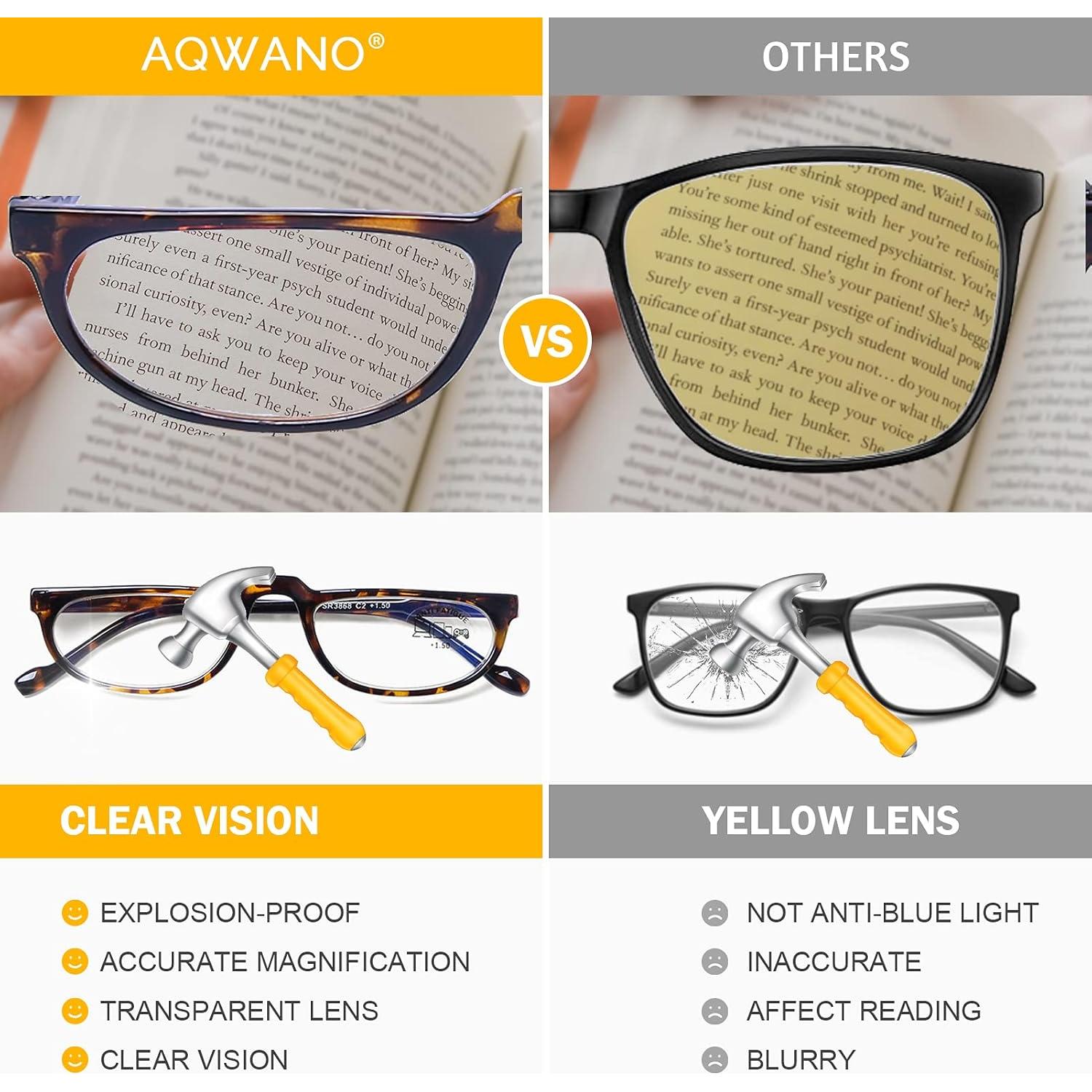 Gafas de Lectura AQWANO 4 Pares 1.5x Bloqueo Luz Azul