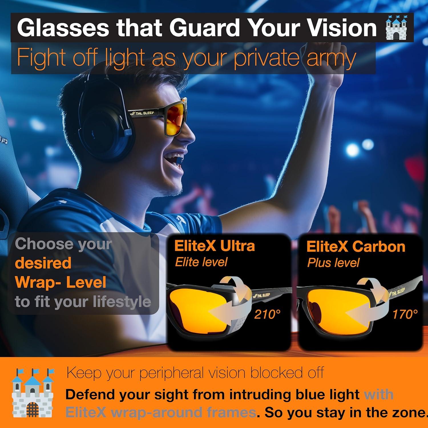 Gafas de bloqueo de luz azul EliteX Carbon naranja unisex