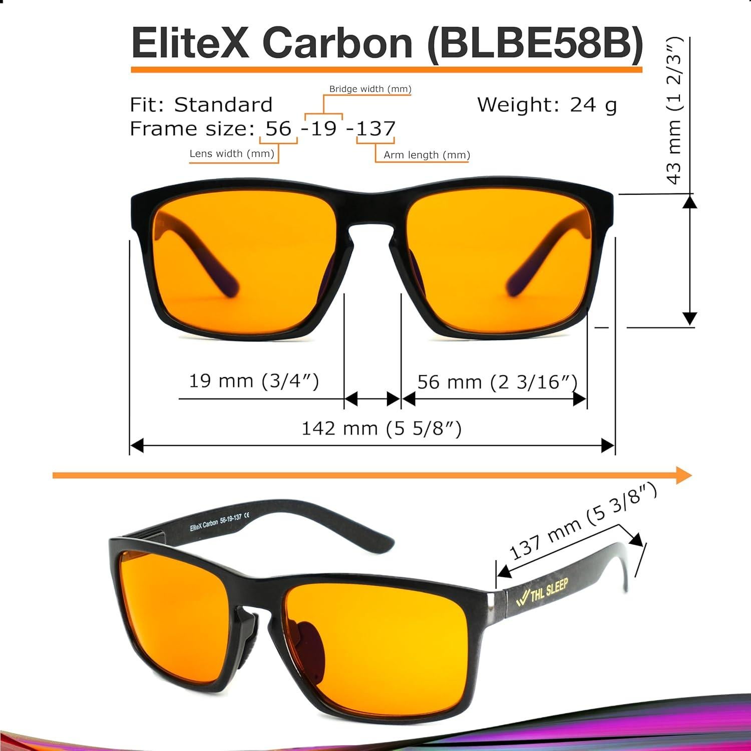 Gafas de bloqueo de luz azul EliteX Carbon naranja unisex