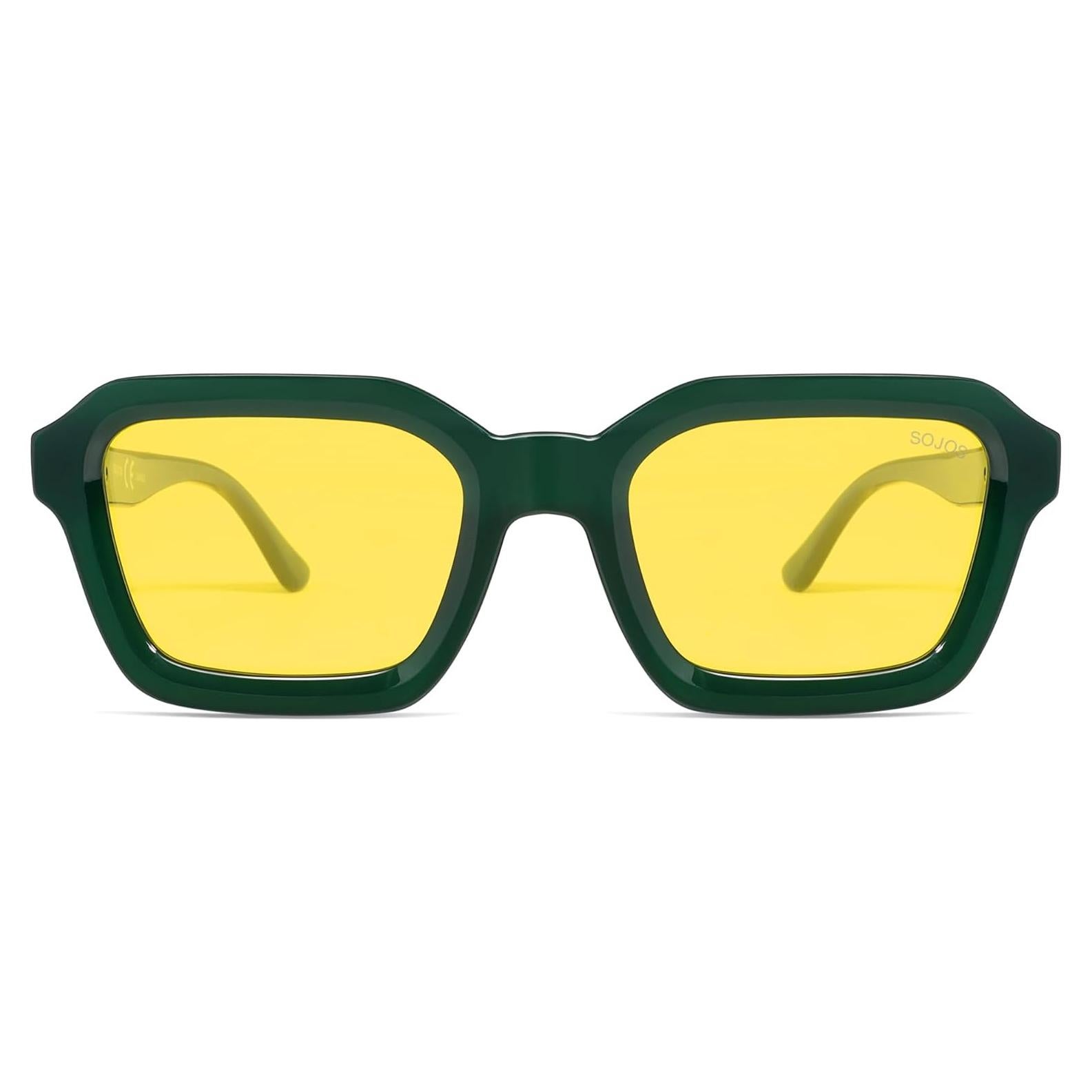 Gafas de Sol Polarizadas SOJOS Retro Cuadradas UV400 Verde