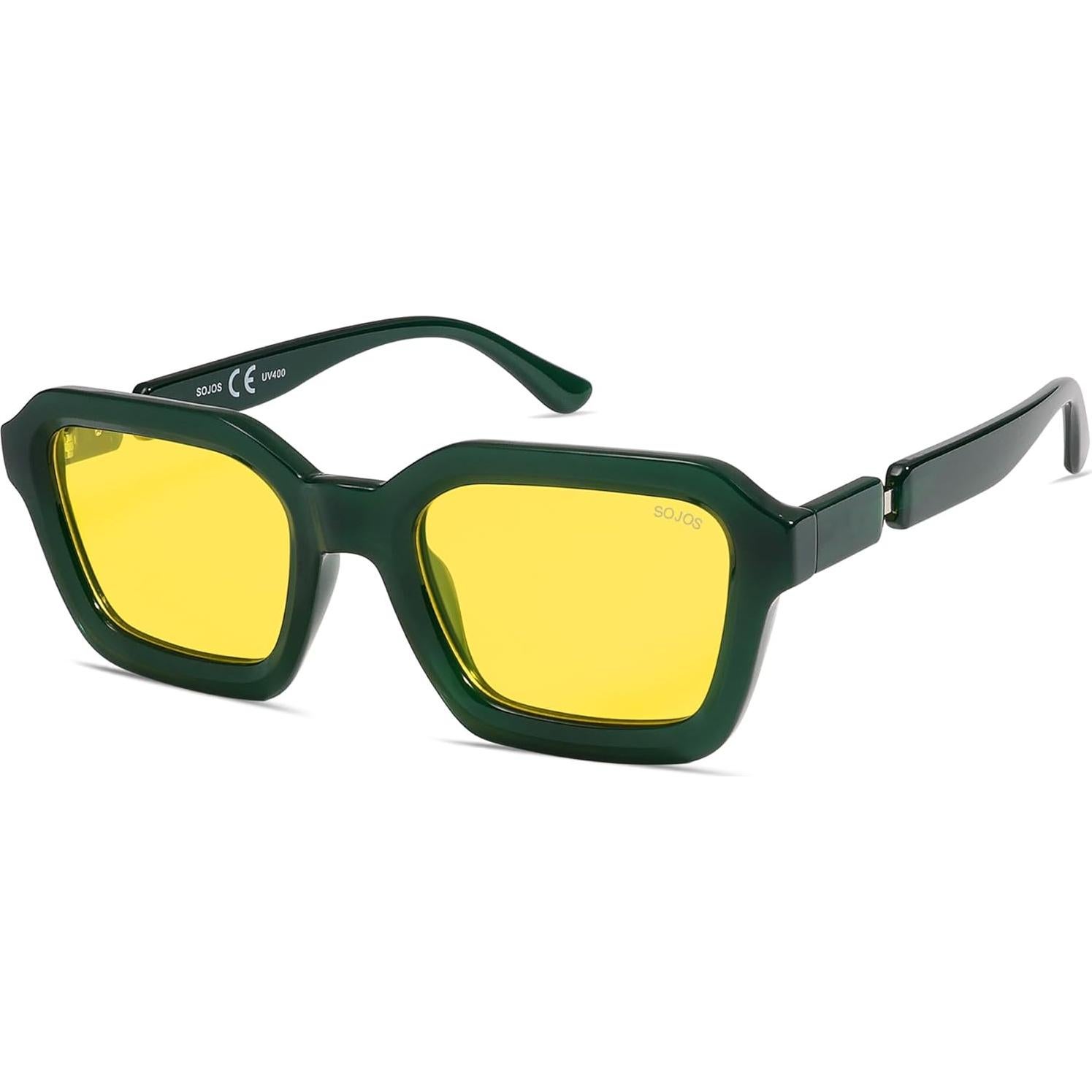 Gafas de Sol Polarizadas SOJOS Retro Cuadradas UV400 Verde