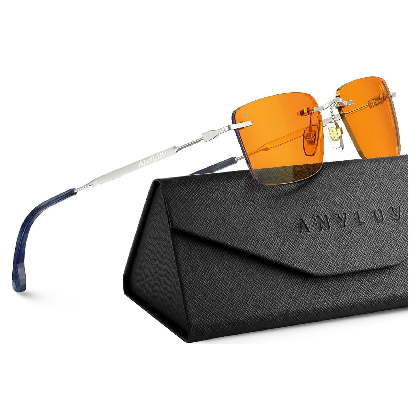 Gafas de Luz Azul Sin Montura ANYLUV para Hombres - Plata/Azul