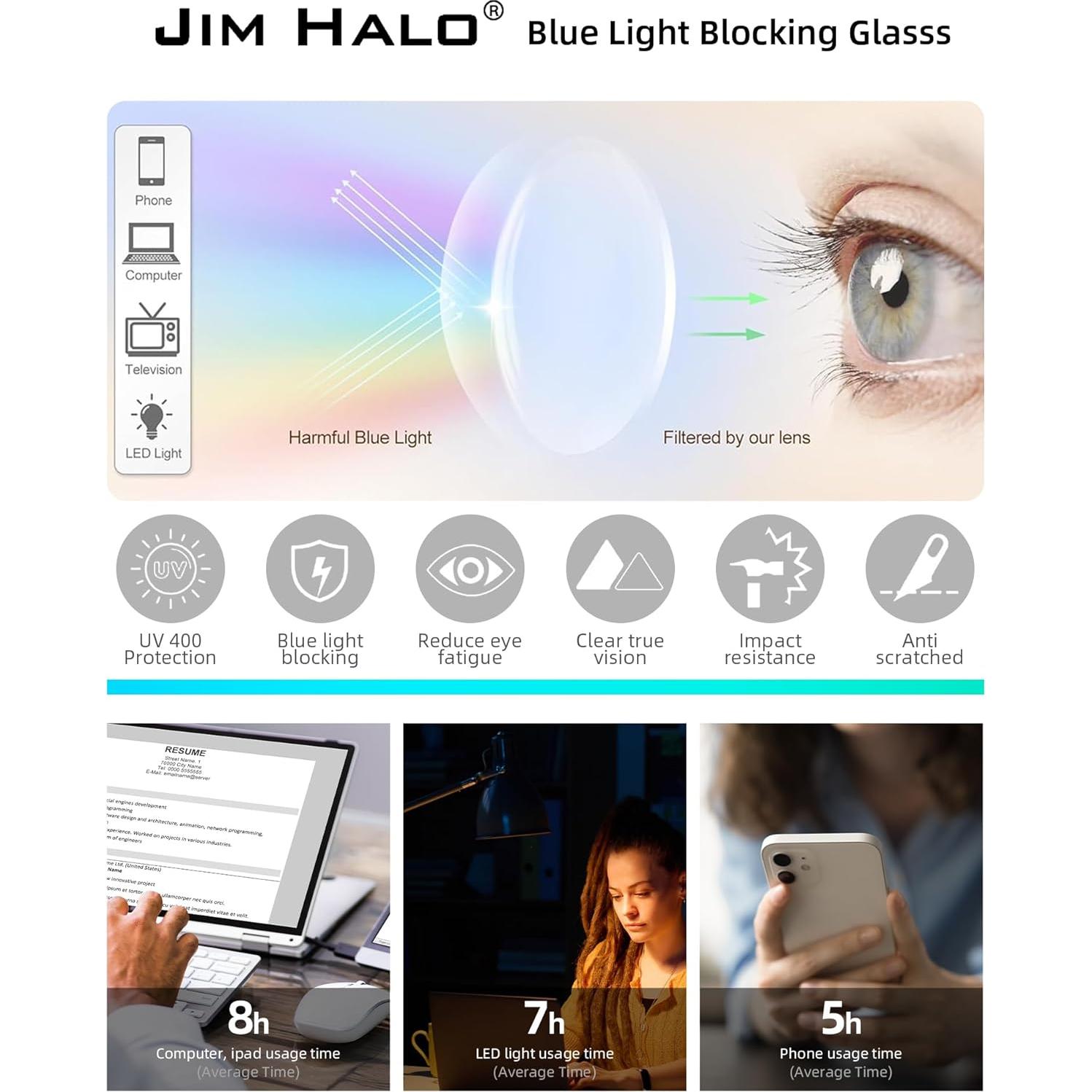 Gafas de Luz Azul JIM HALO para Hombres - Paquete de 2