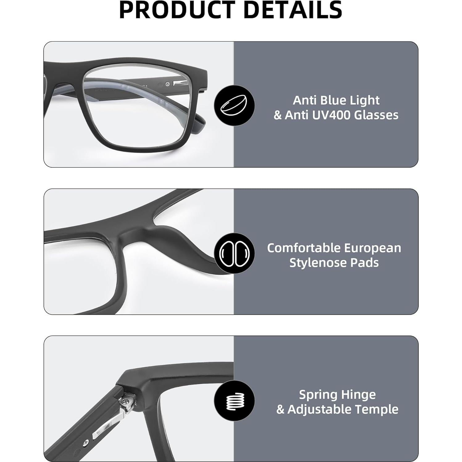 Gafas de Luz Azul JIM HALO para Hombres - Paquete de 2