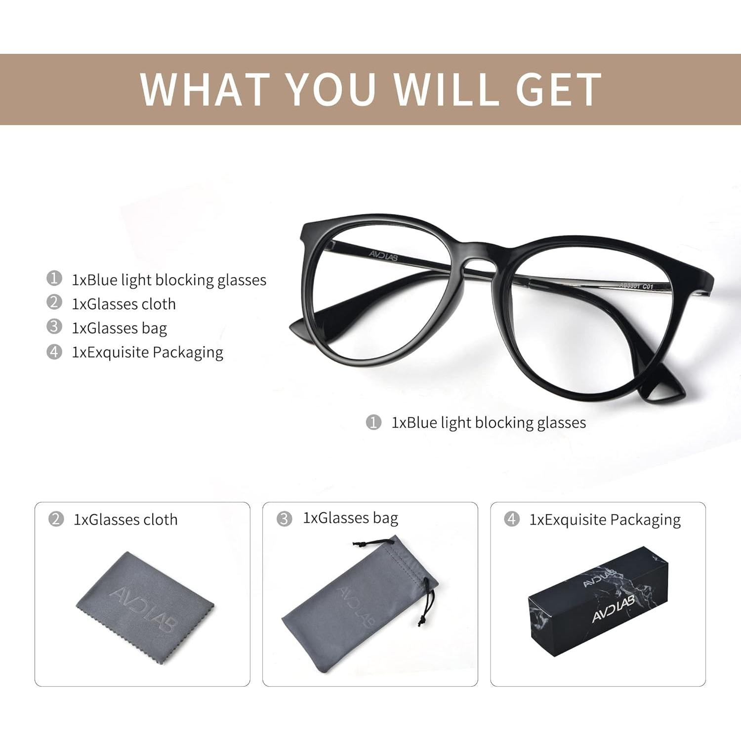 Gafas bloqueadoras de luz azul AVDLAB AB3301 Unisex Negro