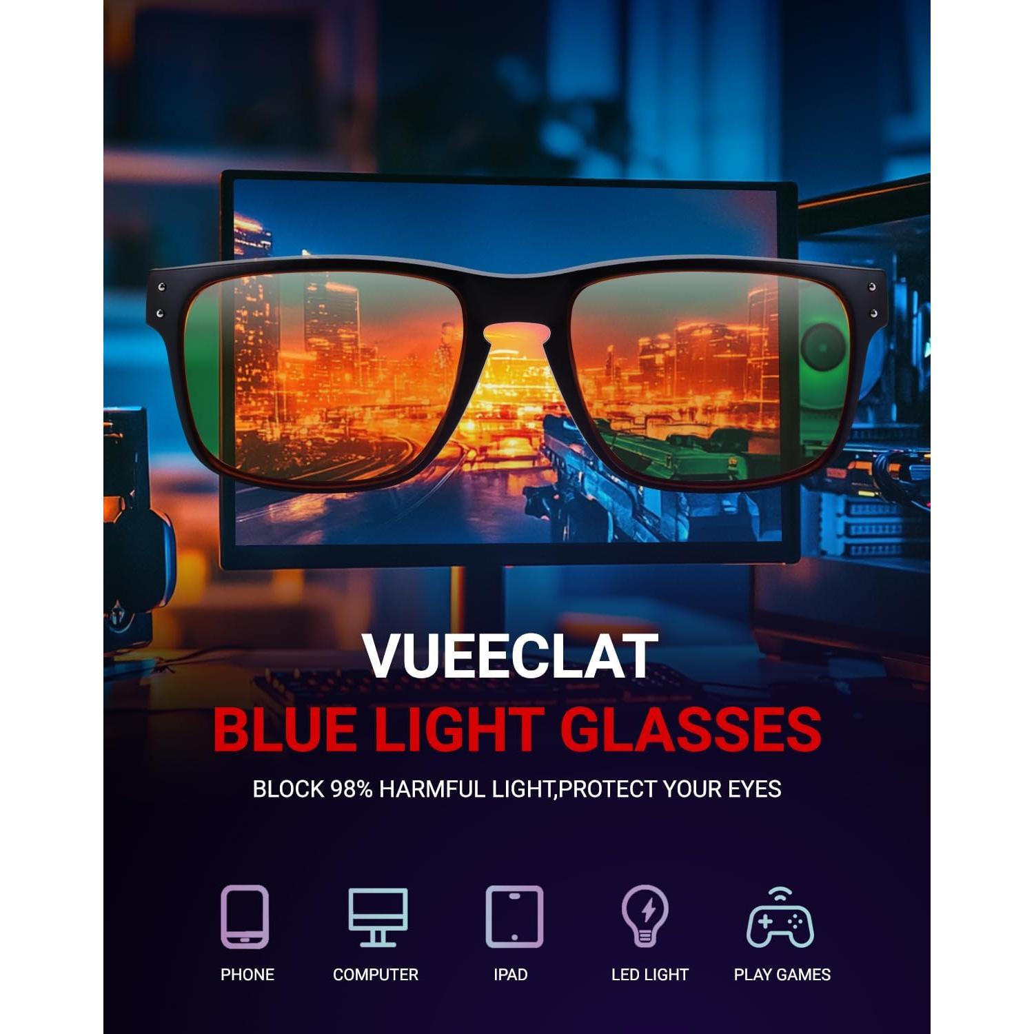Gafas bloqueadoras de luz azul VUEECLAT 98% para juegos y sueño
