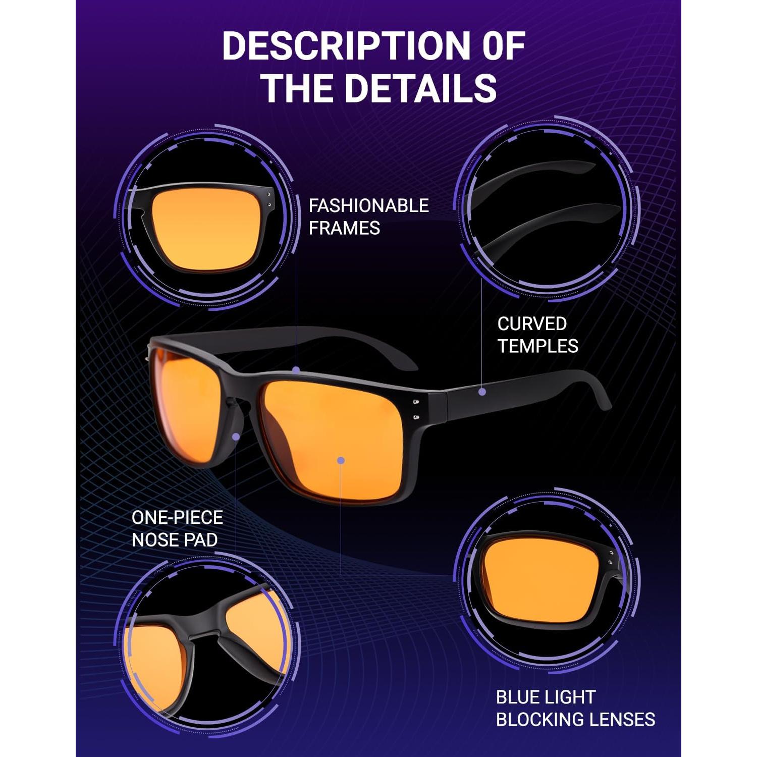 Gafas bloqueadoras de luz azul VUEECLAT 98% para juegos y sueño