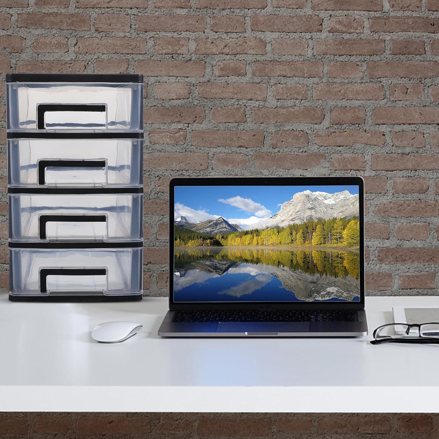 Organizador de Cajones de Plástico FOMIYES 4 Cajones Negro