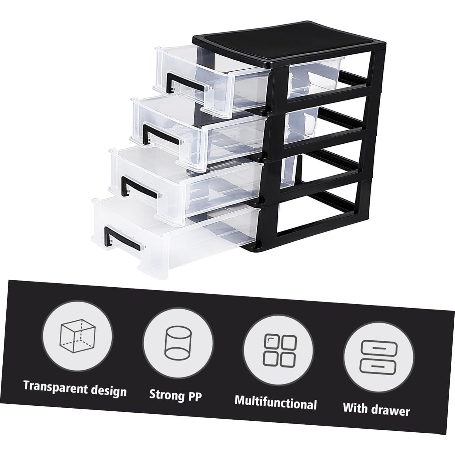 Organizador de Escritorio SEWACC 4 Cajones Plástico Transparente