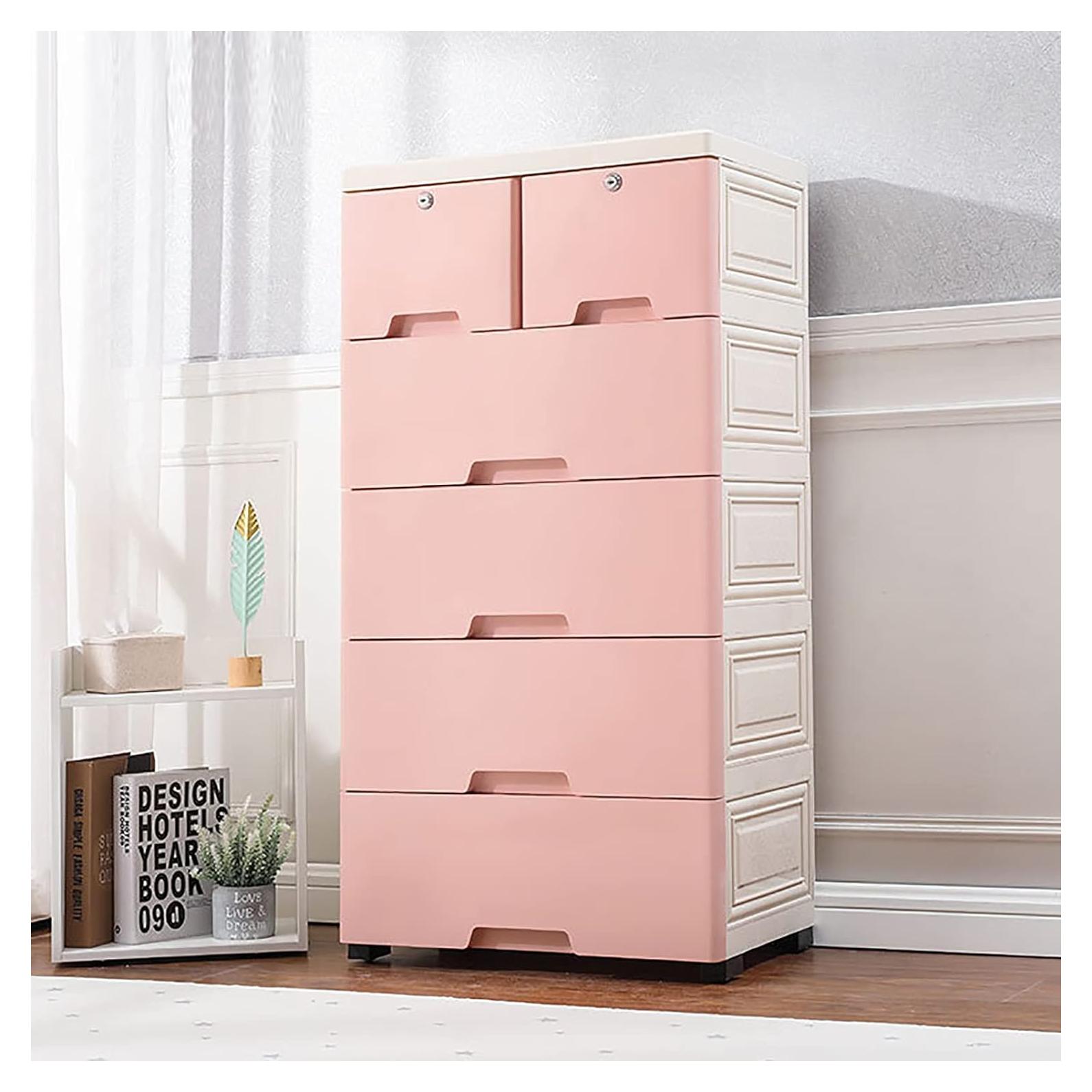 Cajonera de Plástico Gdrasuya10 con 6 Cajones Rosa 101.6 cm