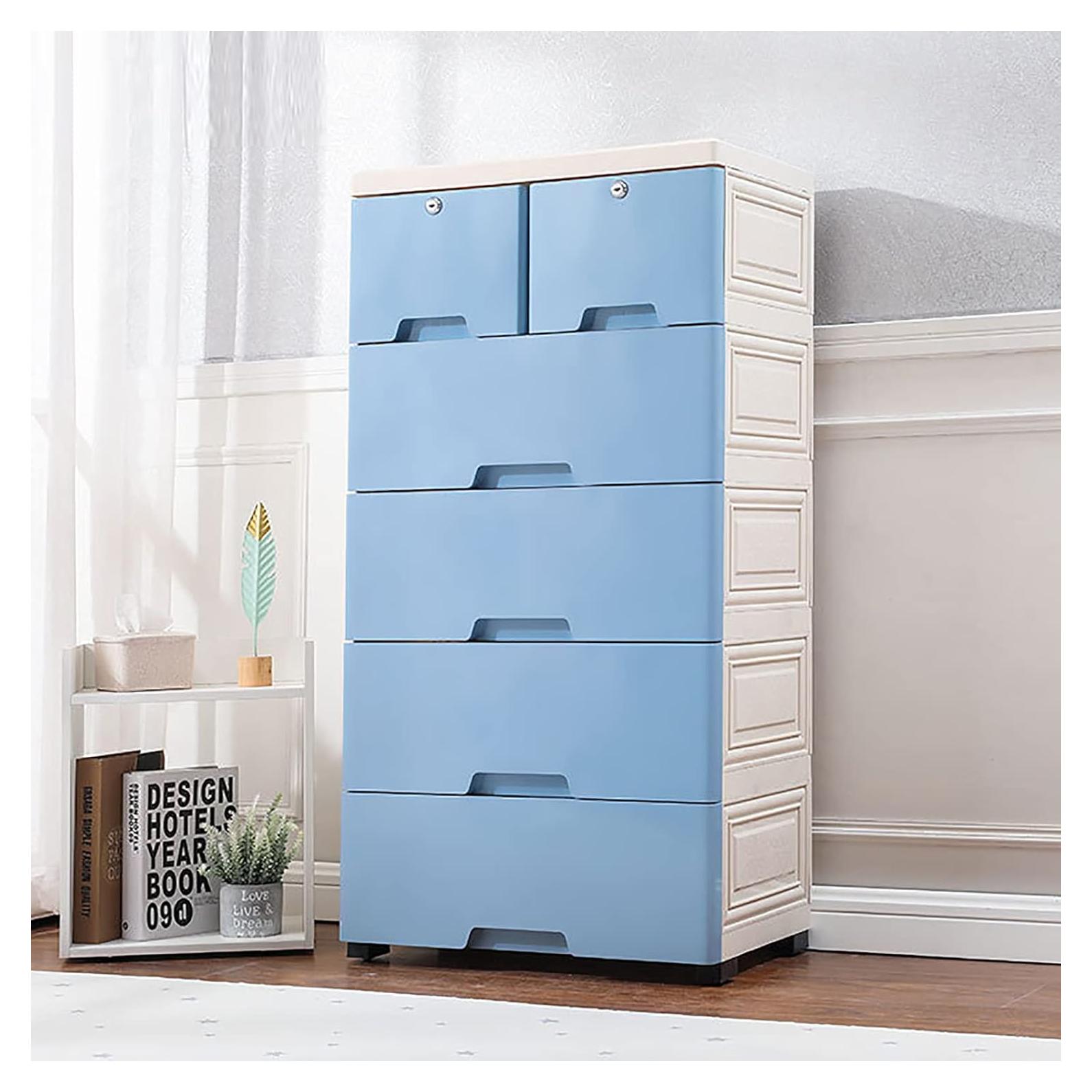 Cajonera de Almacenamiento Plástico CeRaBuRET 6 Cajones Azul 51x36x102 cm