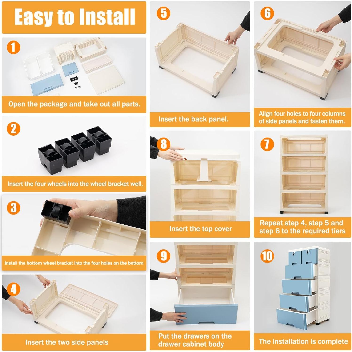 Cajonera de Almacenamiento Plástico CeRaBuRET 6 Cajones Azul 51x36x102 cm