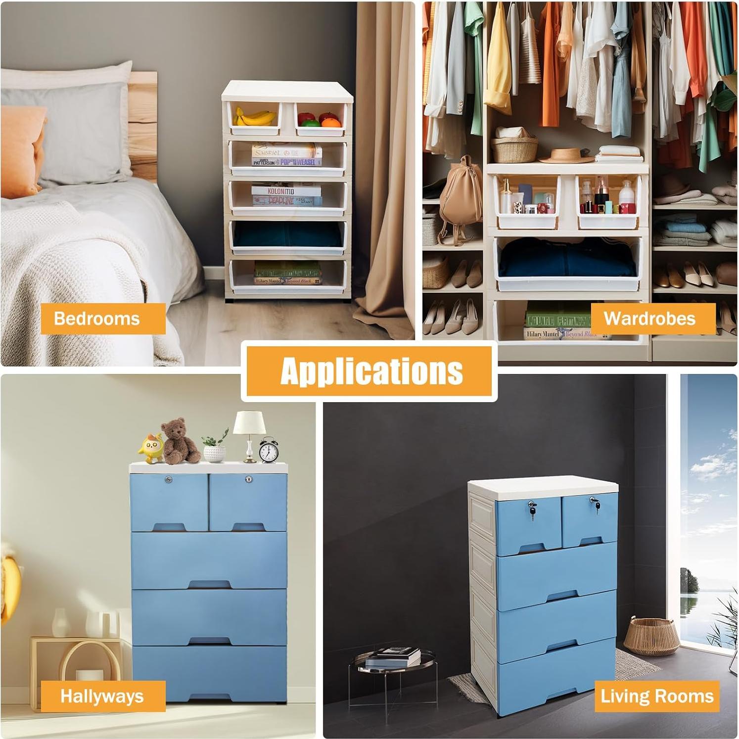 Cajonera de Almacenamiento Plástico CeRaBuRET 6 Cajones Azul 51x36x102 cm