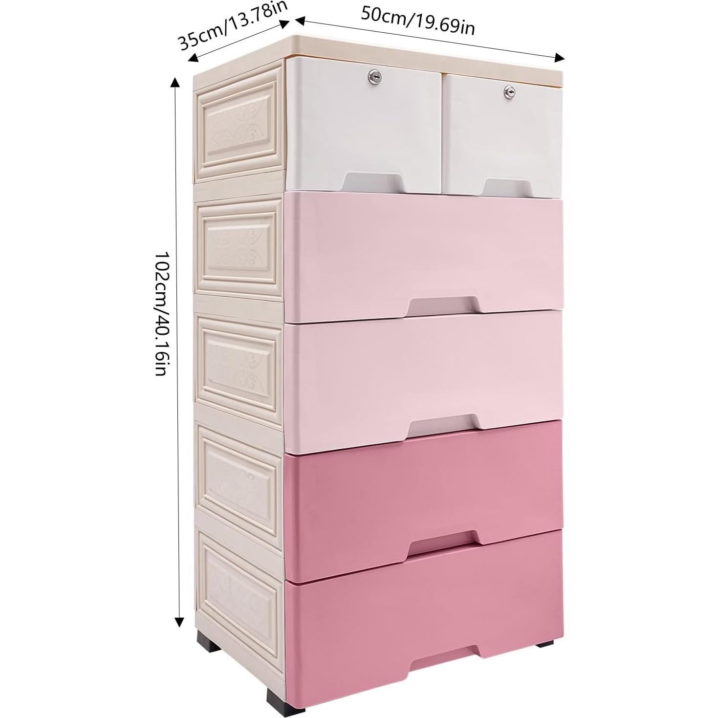 Gabinete de Almacenamiento HOLMZCED 6 Cajones Rosa Gradiente