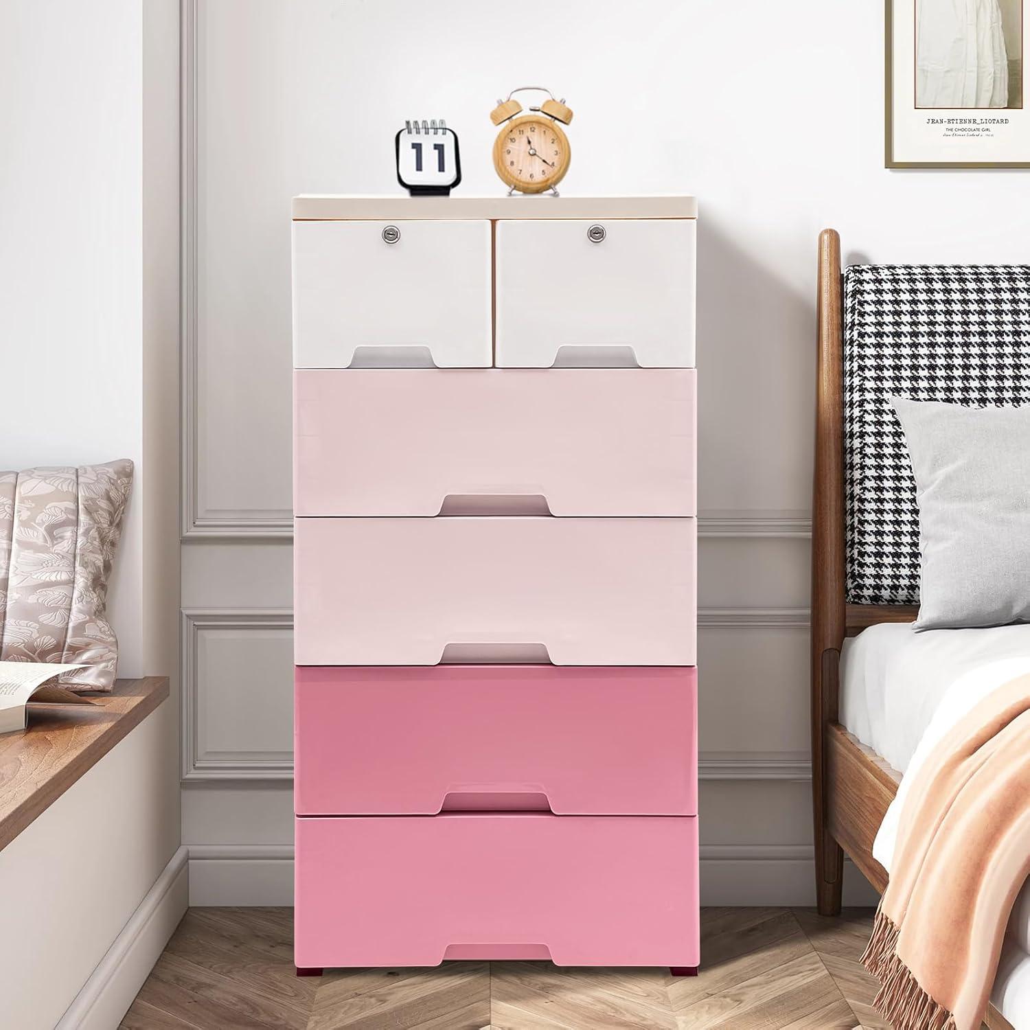 Gabinete de Almacenamiento HOLMZCED 6 Cajones Rosa Gradiente