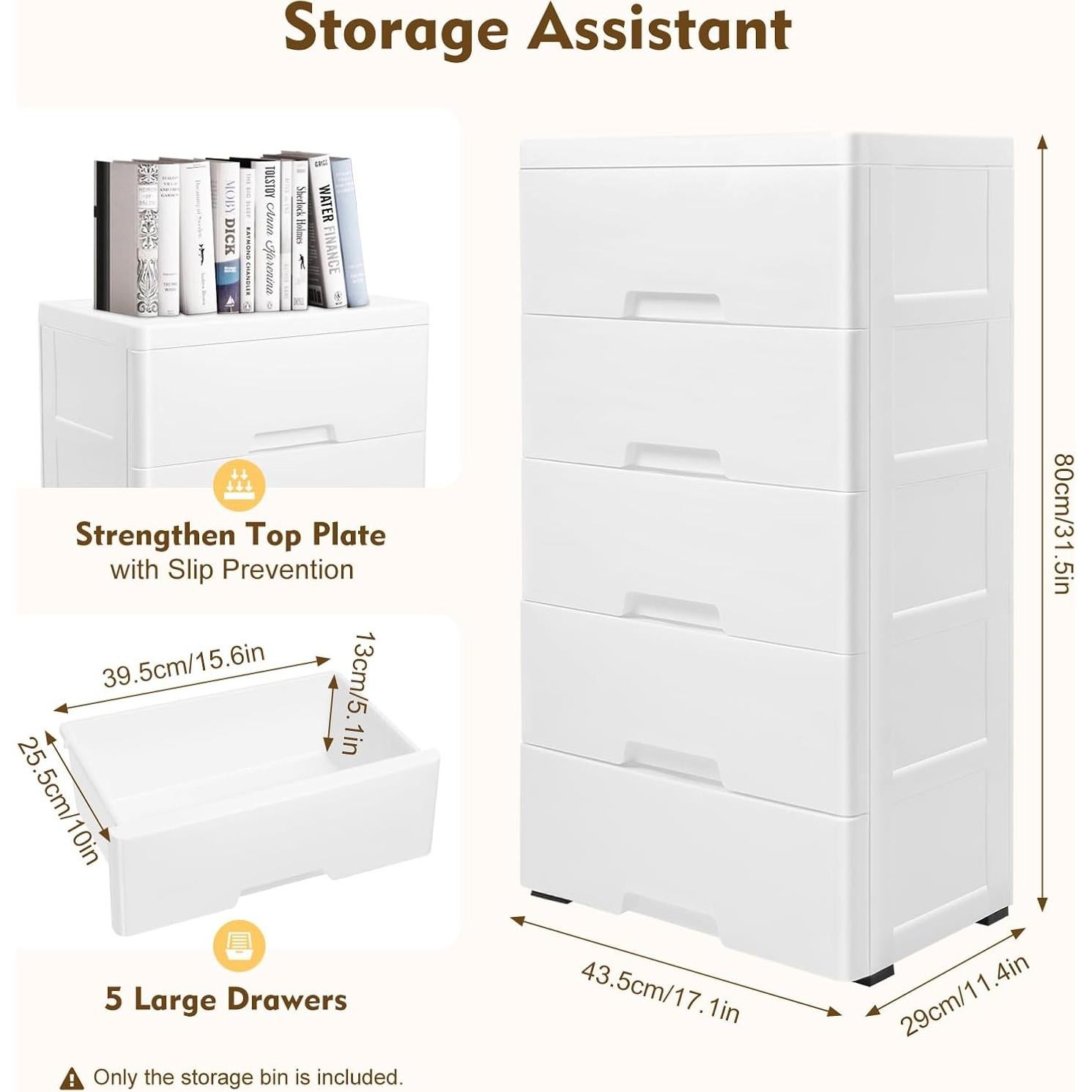 Torre de Almacenamiento Vertical DKSLALALI 5 Cajones Blanca