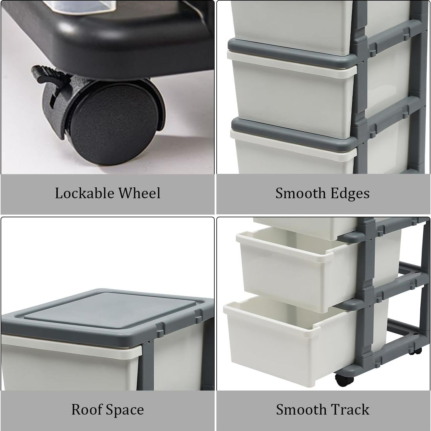 Gabinete de Almacenamiento Móvil ILWorkTLs 4 Cajones 42x33.8x87.6cm