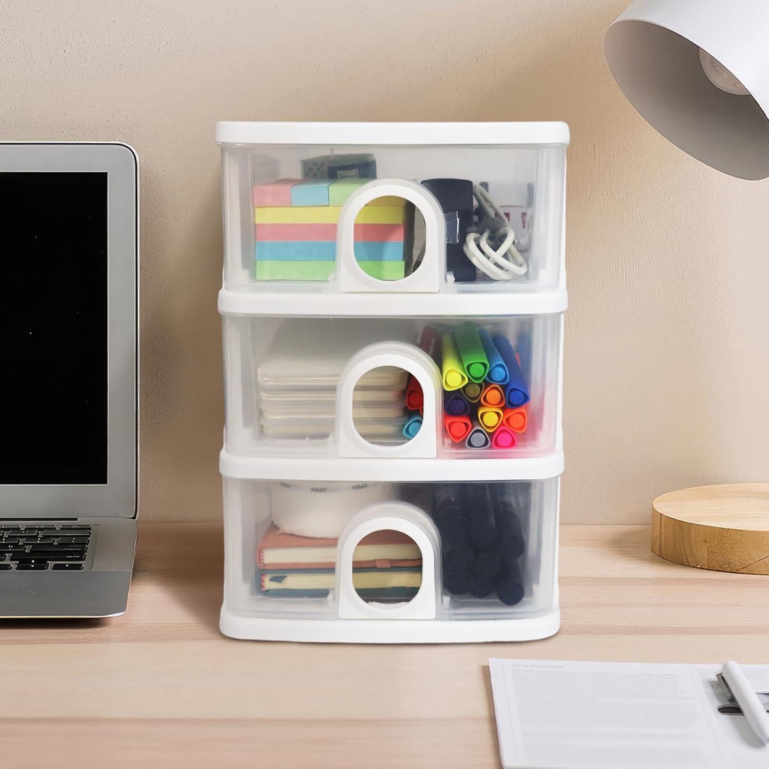 Organizador de Escritorio DETEIN con 3 Cajones Transparentes