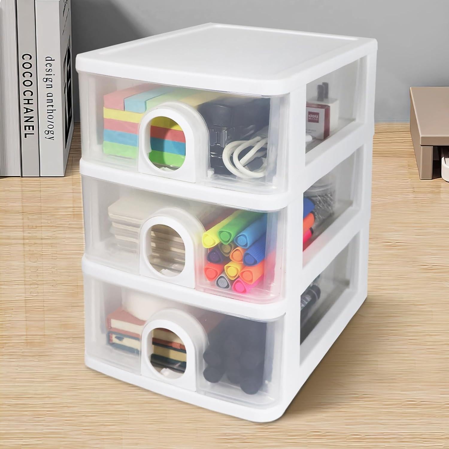 Organizador de Escritorio DETEIN con 3 Cajones Transparentes