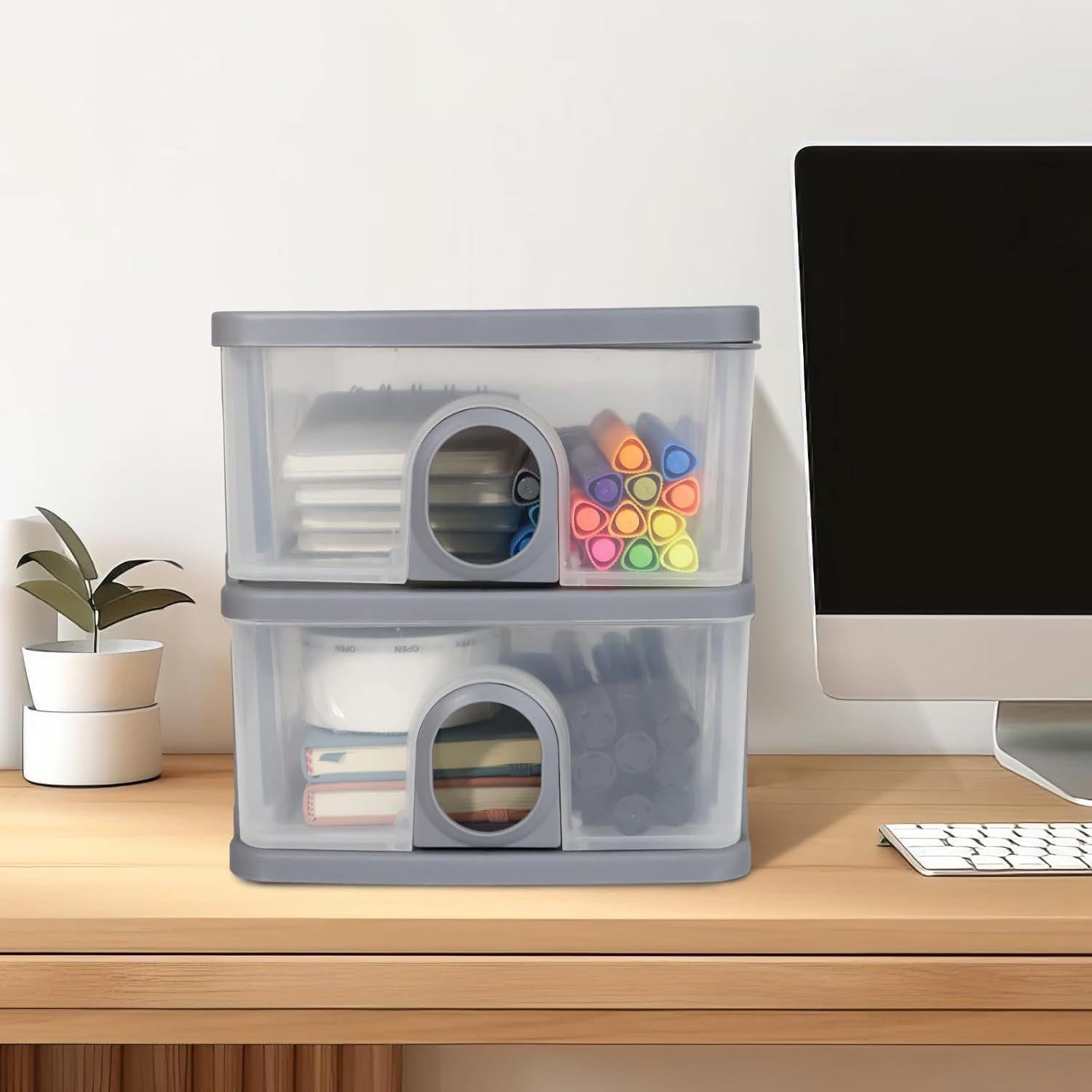 Organizador de Escritorio DETEIN con 3 Cajones Transparentes