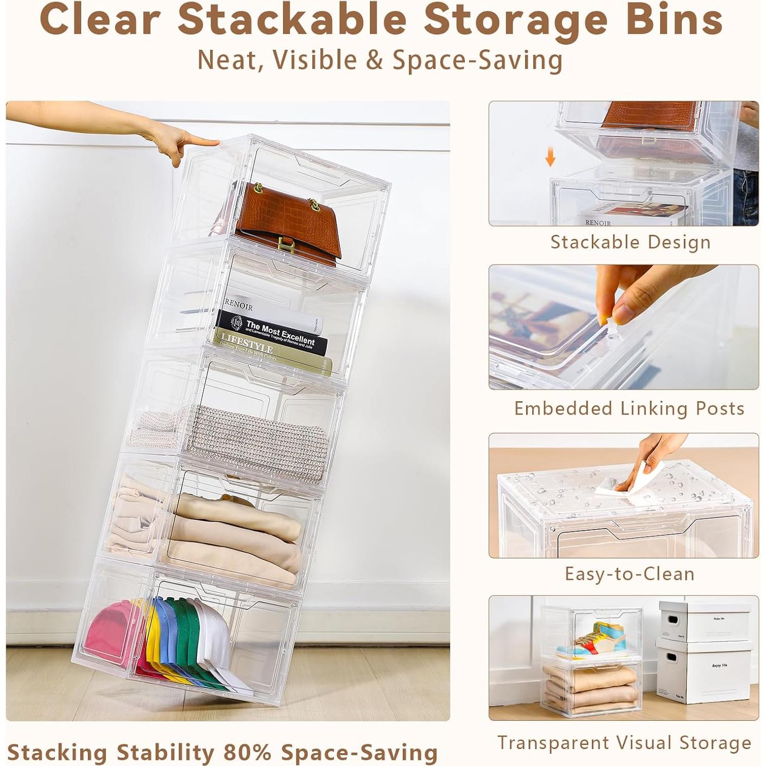 Organizadores de Closet Freebat, 8 Contenedores Plástico Transparente