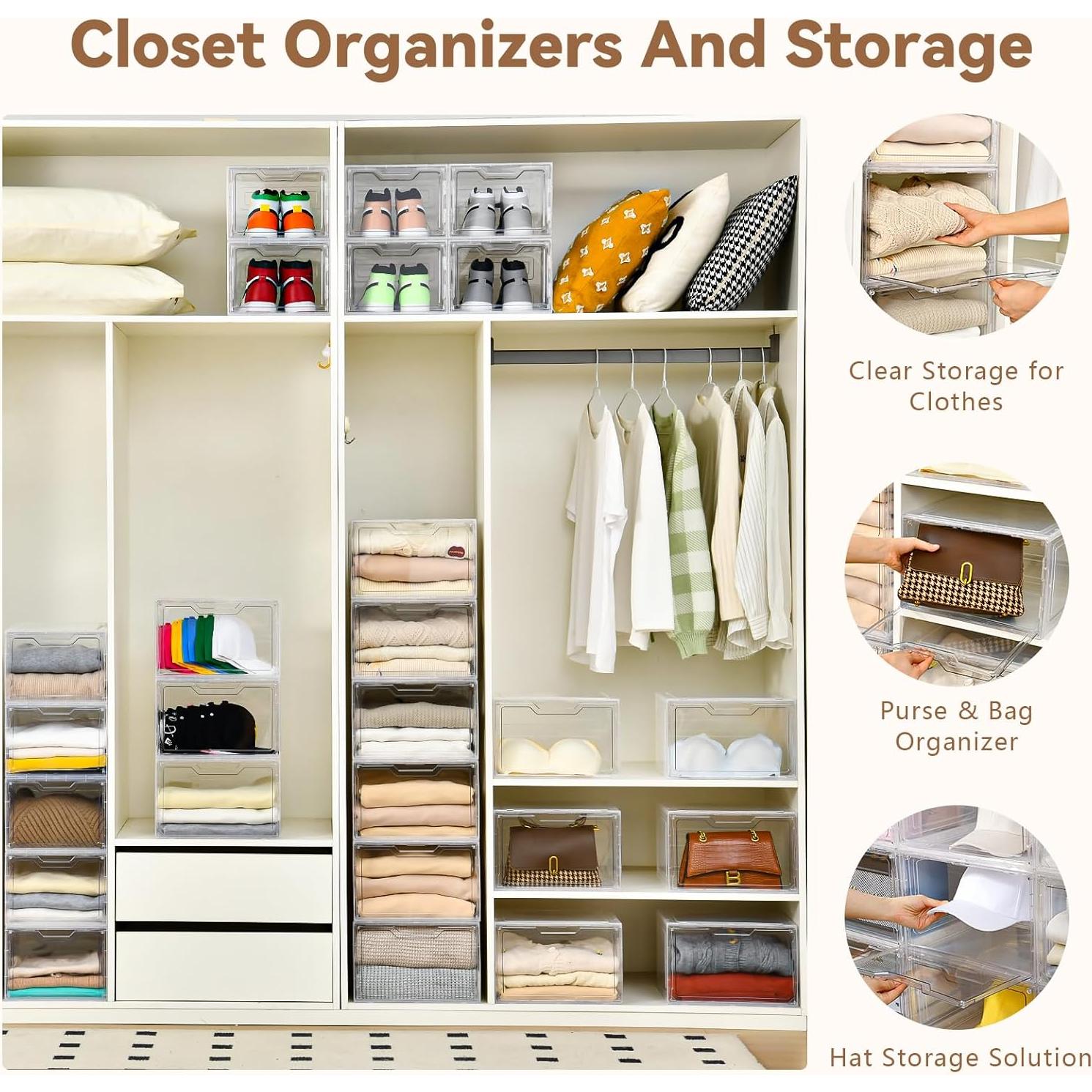 Organizadores de Closet Freebat, 8 Contenedores Plástico Transparente