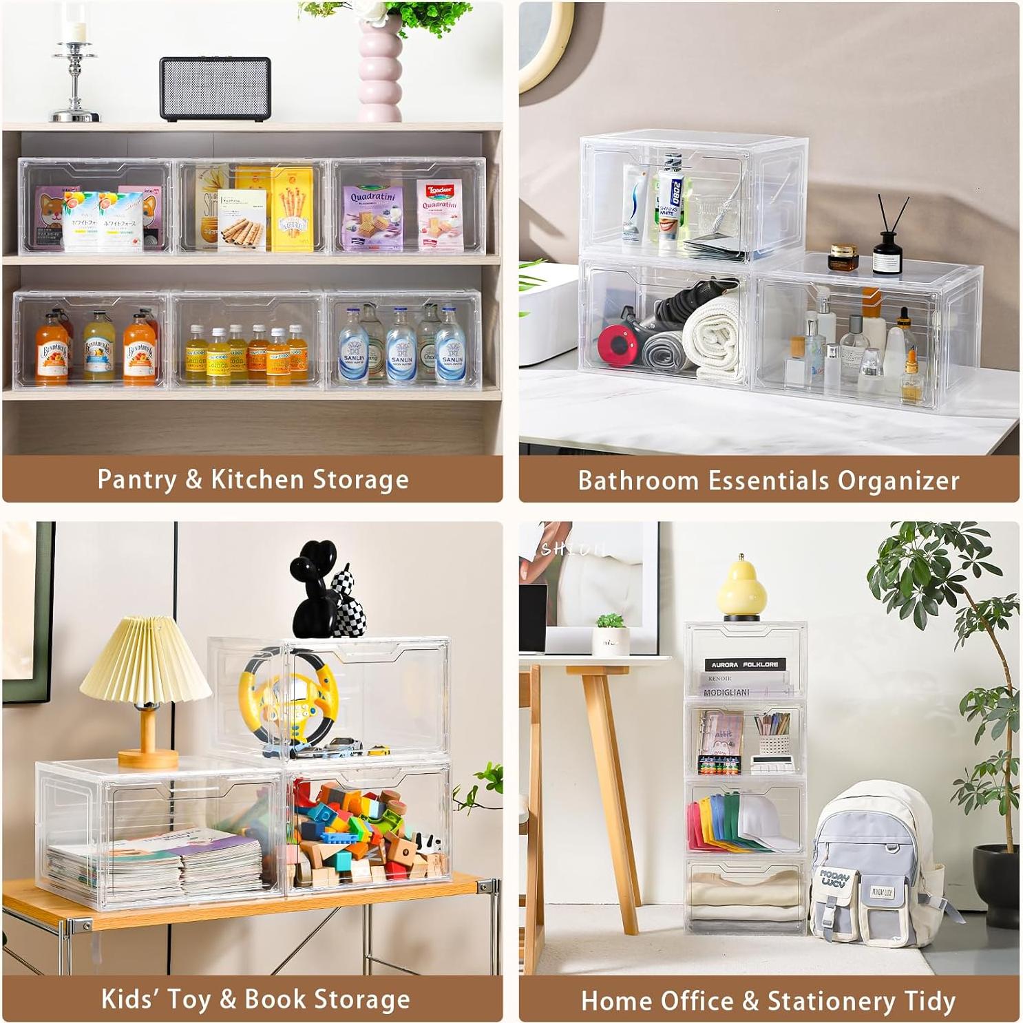 Organizadores de Closet Freebat, 8 Contenedores Plástico Transparente