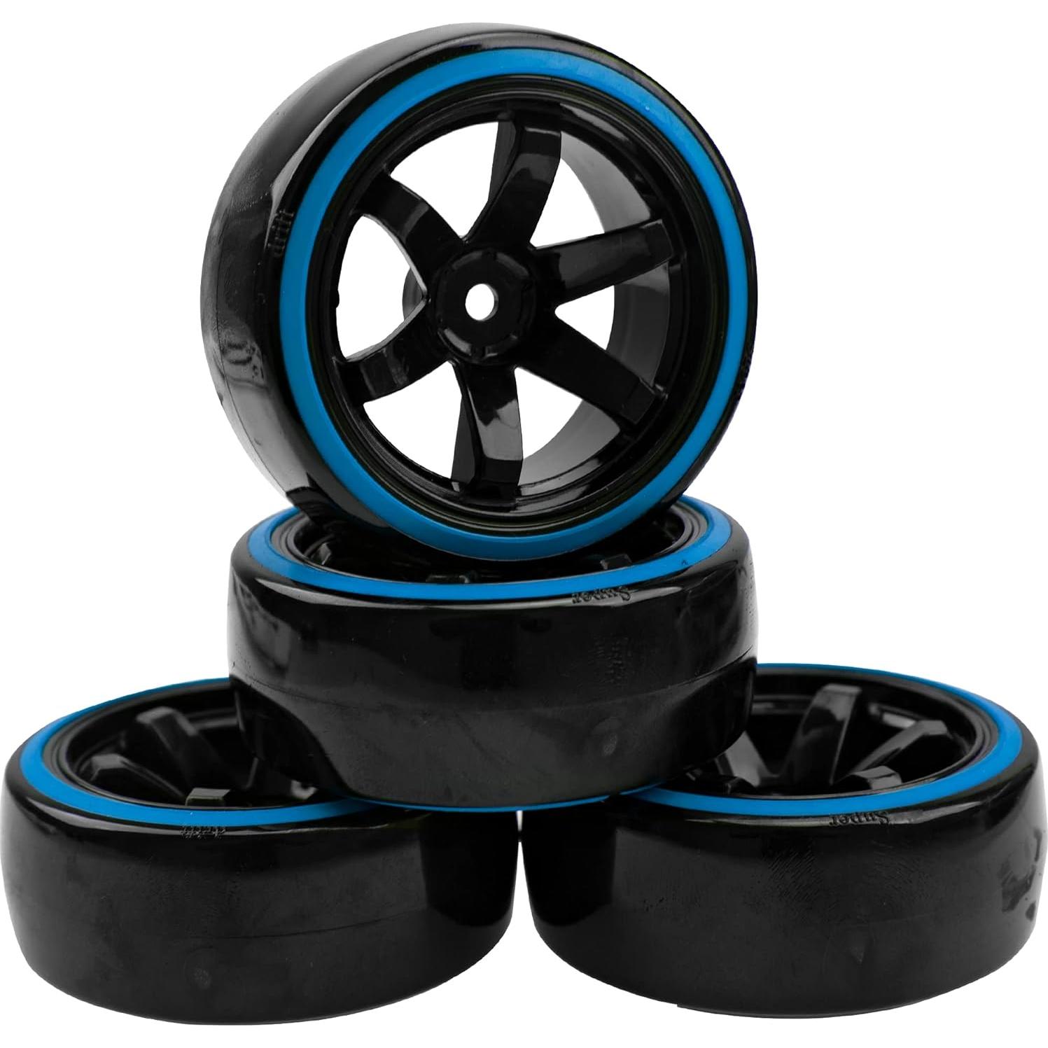 Neumáticos de Drift RC 1/10 HIRCQOO 64mm Duro 4 Piezas