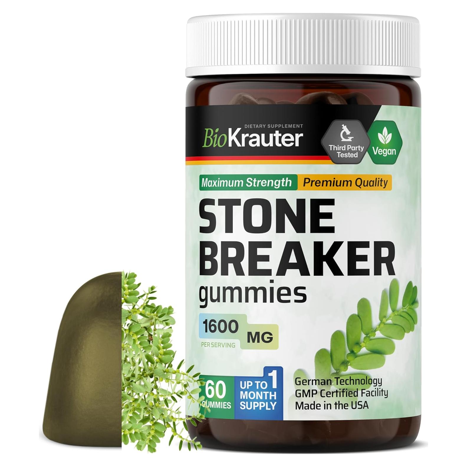 Gomas Veganas BioKrauter Chanca Piedra 1600 mg - 60 Unidades