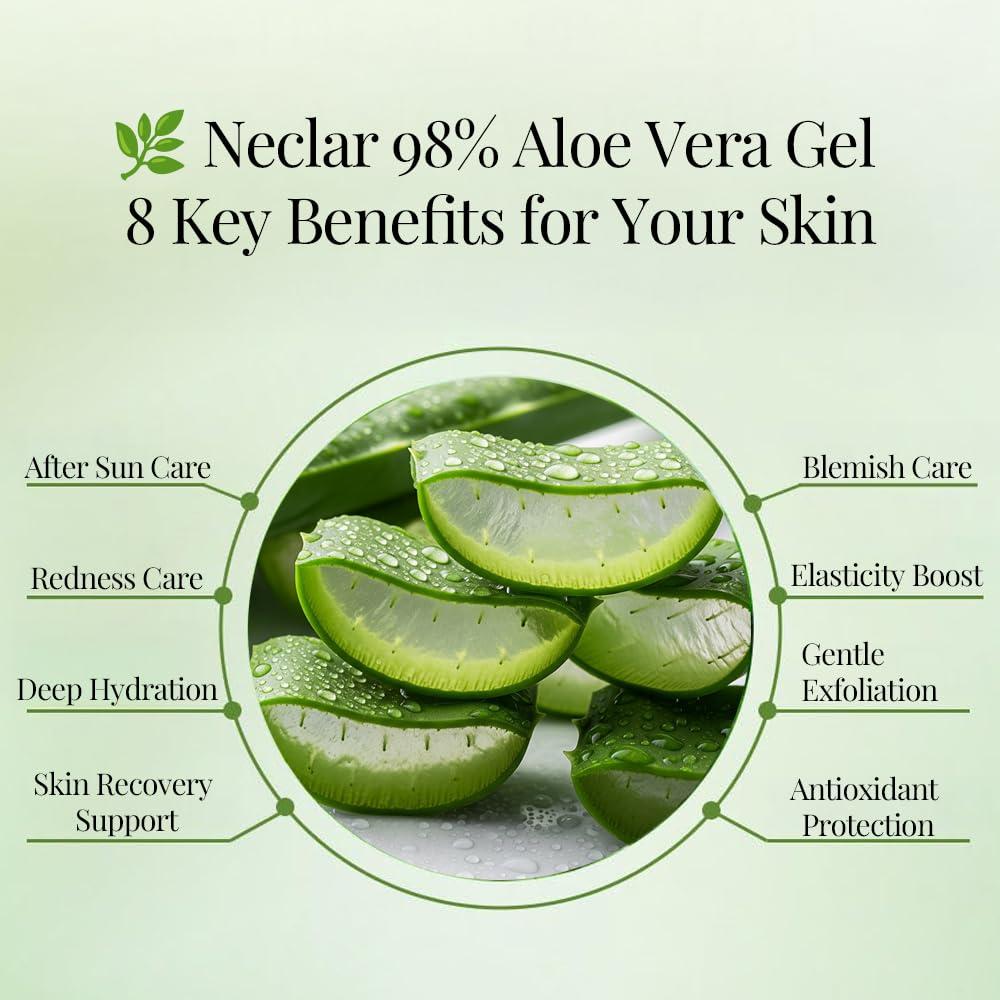 Gel de Aloe Vera 98% Puro Neclar 500ml - Hidratante y Calmante