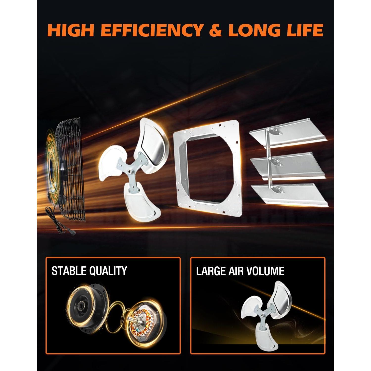 Ventilador de Escape JVO 30 cm 1450 CFM para Áticos e Invernaderos