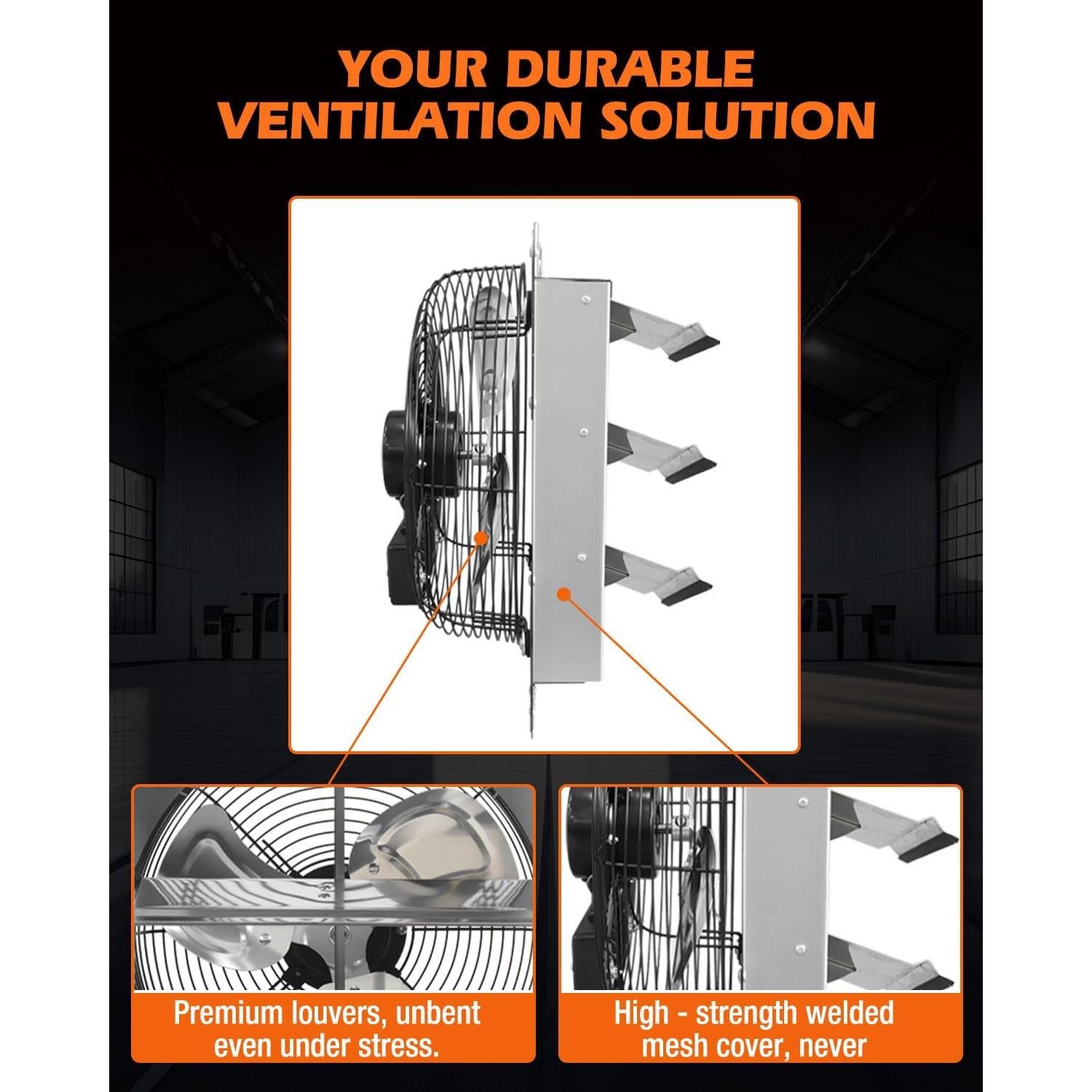 Ventilador de Escape JVO 30 cm 1450 CFM para Áticos e Invernaderos