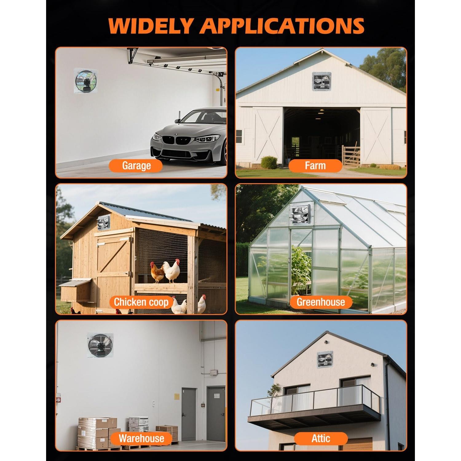 Ventilador de Escape JVO 30 cm 1450 CFM para Áticos e Invernaderos