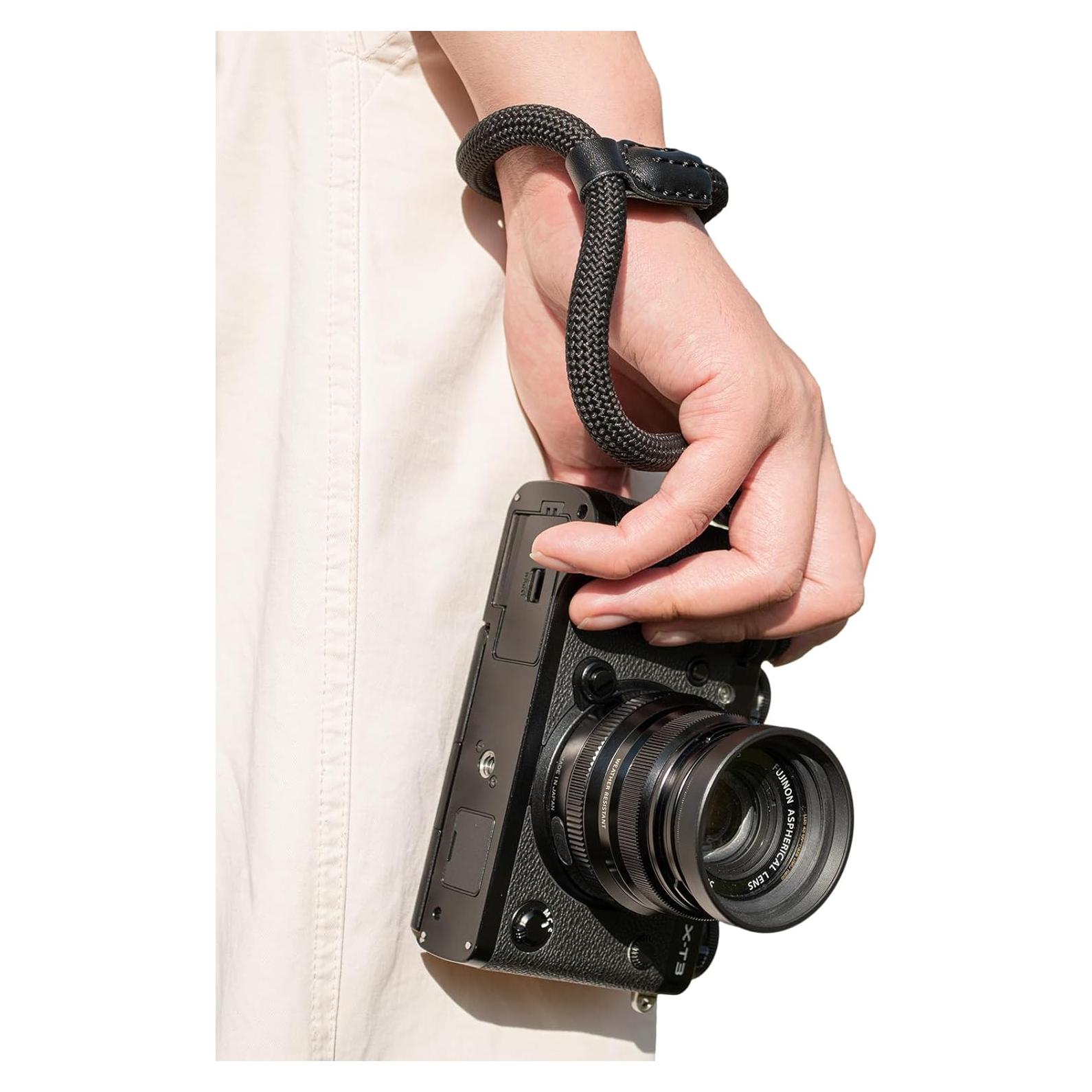 Correa de muñeca para cámara VOVMOEYA - Negro, 21 cm ajustable