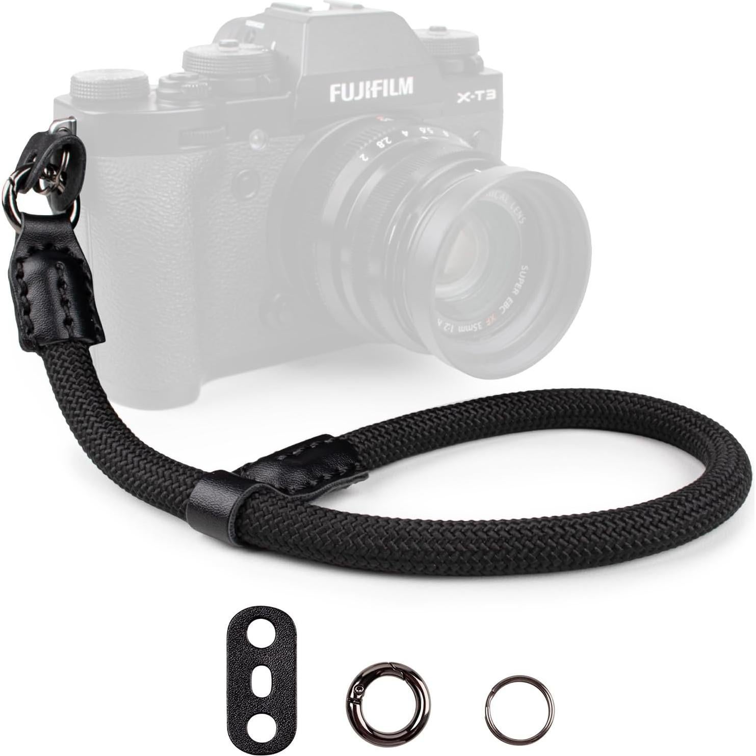 Correa de muñeca para cámara VOVMOEYA - Negro, 21 cm ajustable