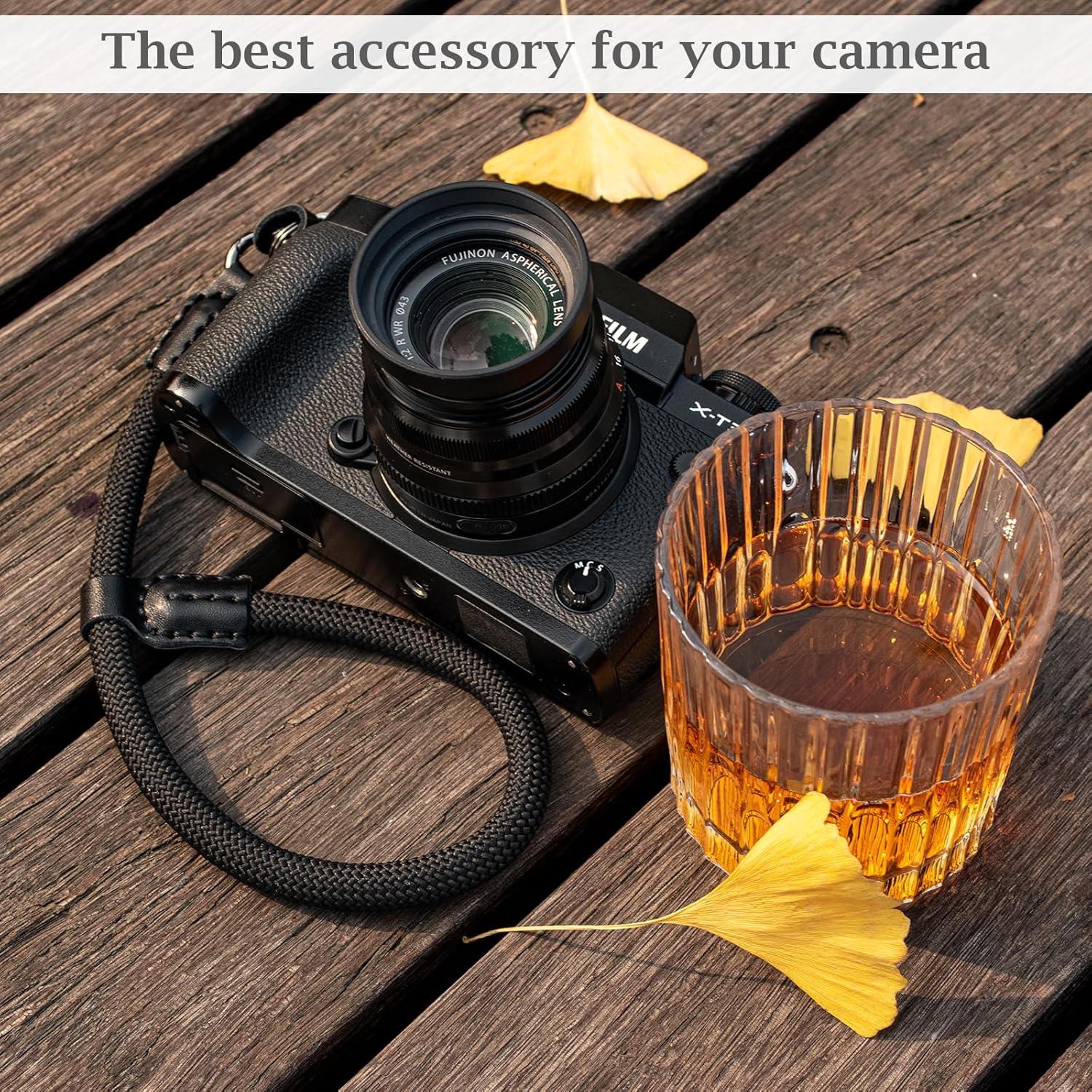 Correa de muñeca para cámara VOVMOEYA - Negro, 21 cm ajustable