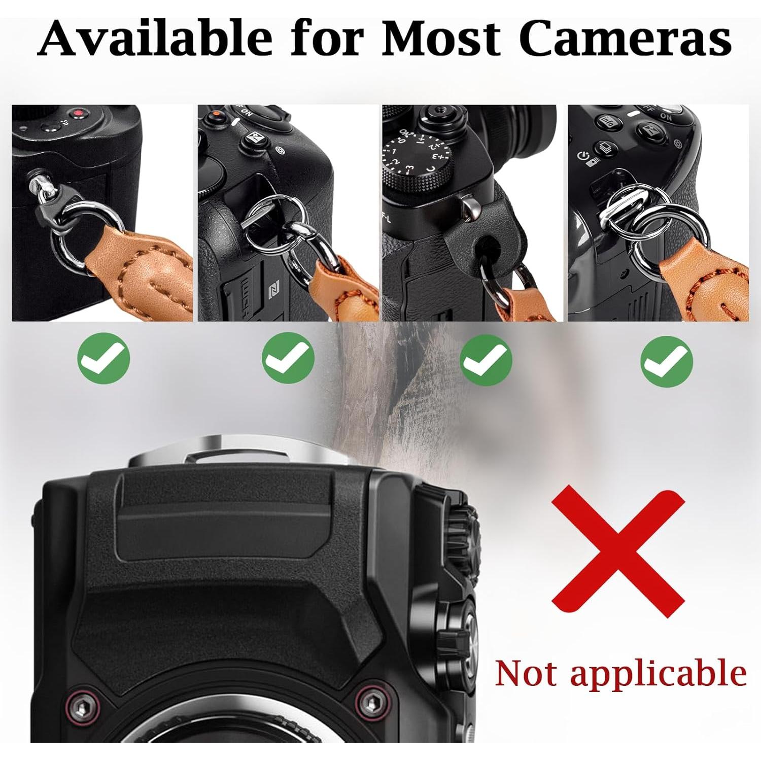 Correa de muñeca para cámara VOVMOEYA - Negro, 21 cm ajustable