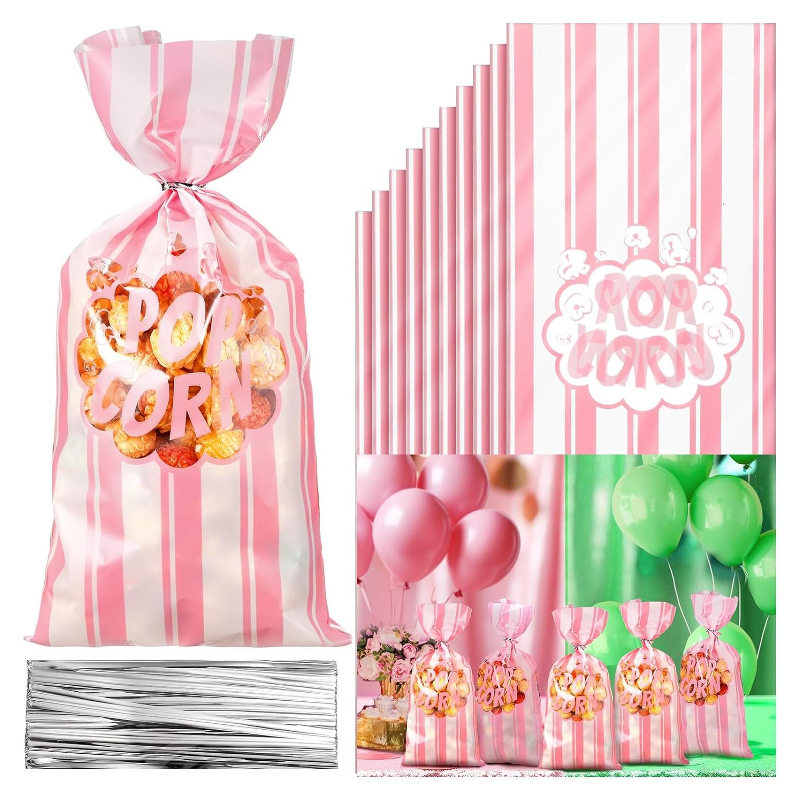 200 Bolsas de Palomitas Desechables Rosa Ninehaoou 12.4x27.4cm