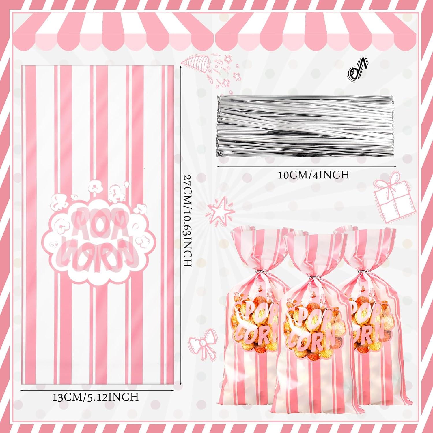 200 Bolsas de Palomitas Desechables Rosa Ninehaoou 12.4x27.4cm