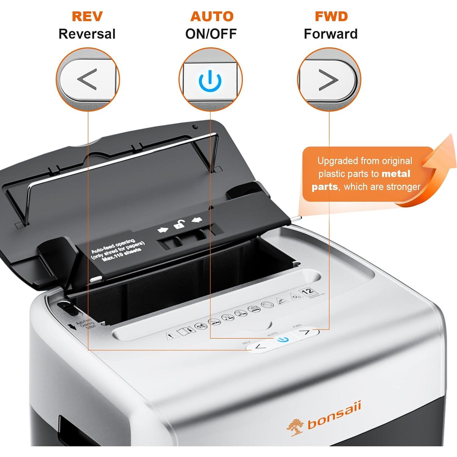 Destructora de papel Bonsaii 110 hojas automática P-4 seguridad