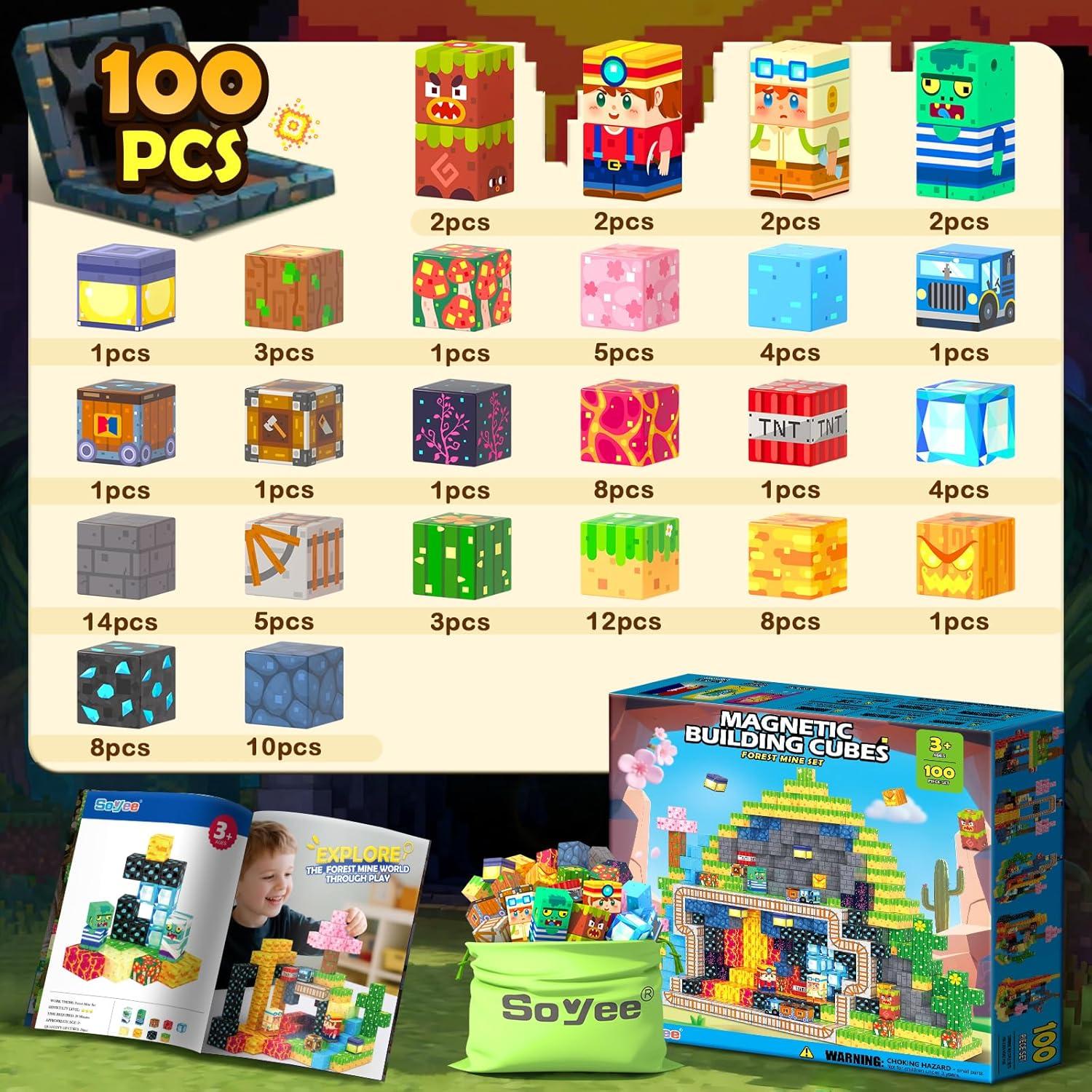 Bloques Magnéticos Soyee 100 PCS Juguetes de Construcción STEM