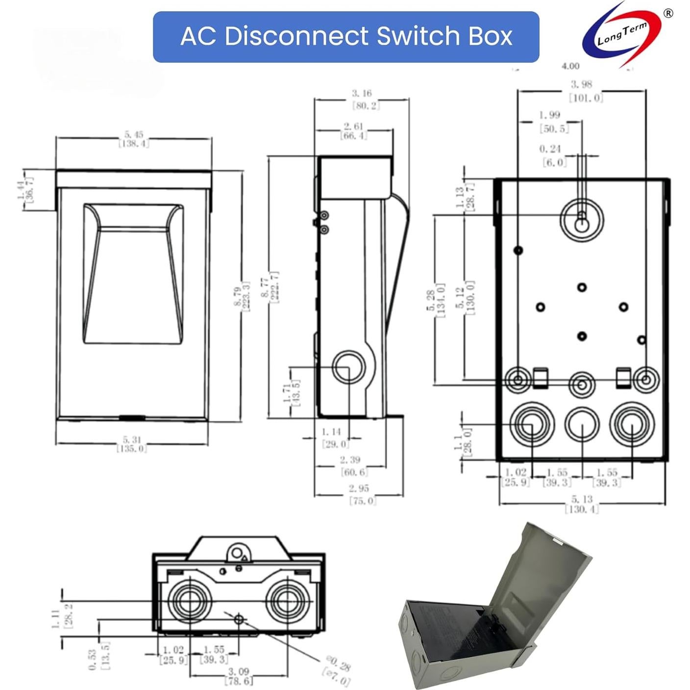Desconectador A/C con fusible ZDS-30F 240V 30A para exteriores