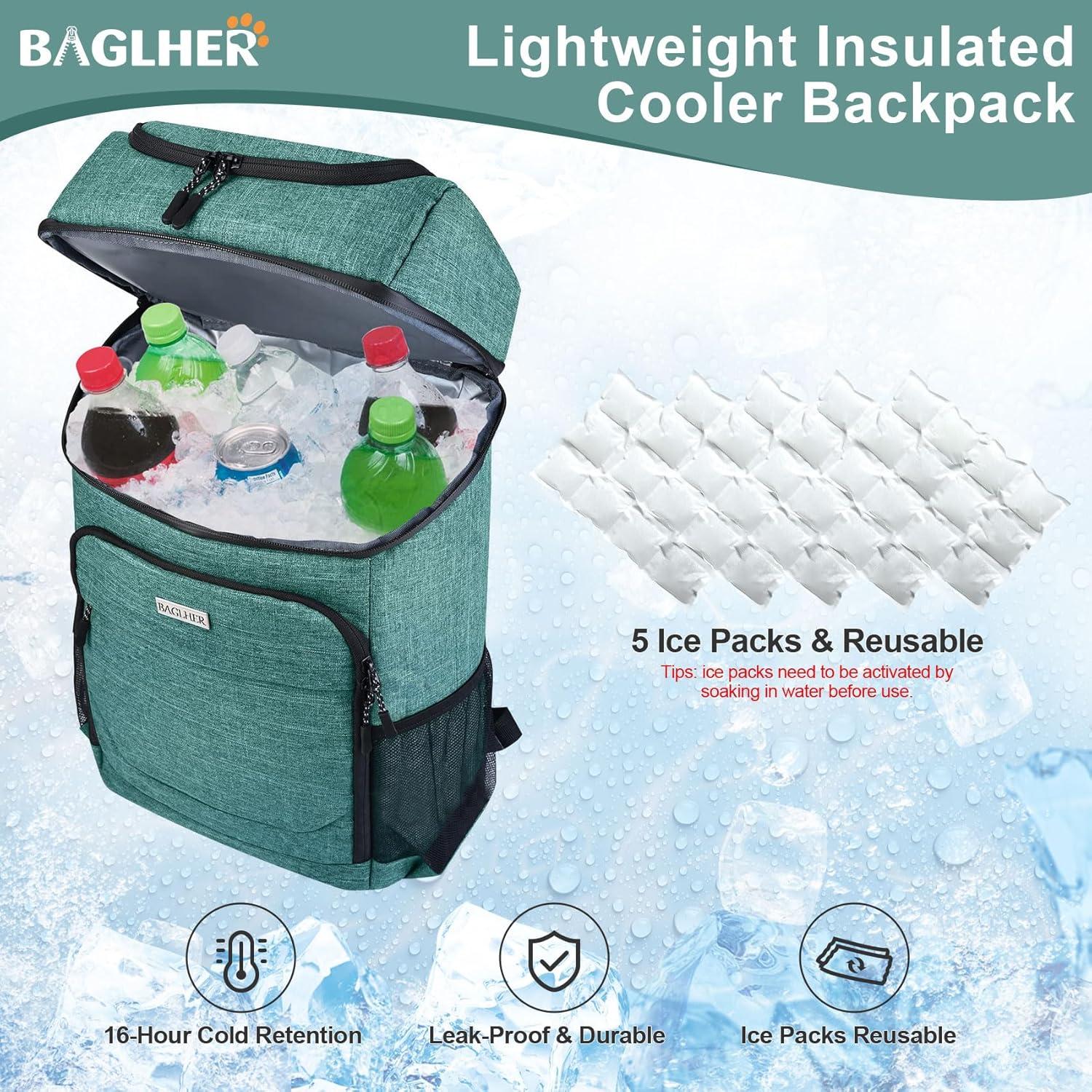 Mochila Térmica Aislada BAGLHER - 30 Latas, Verde
