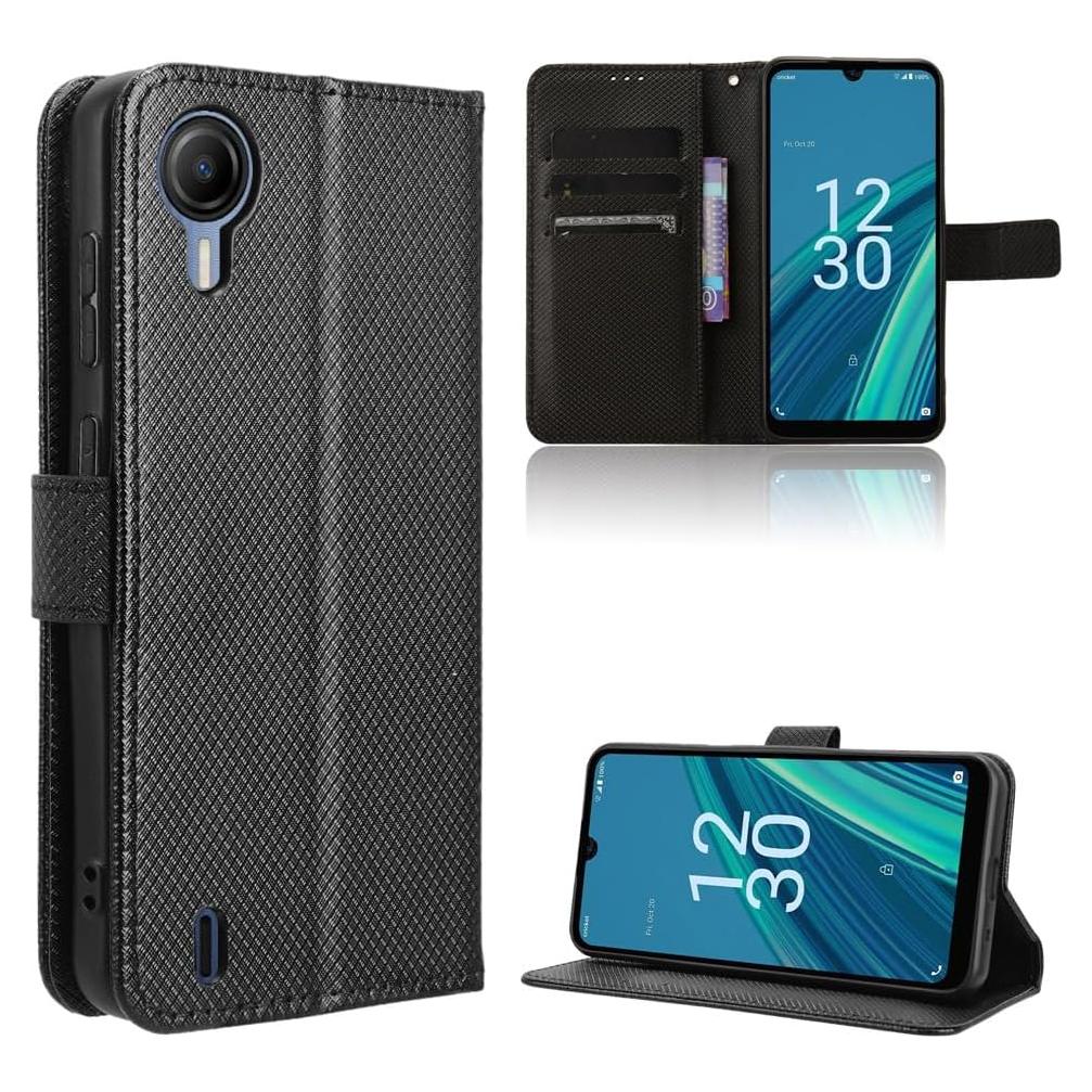 Funda de cuero PU tipo flip Elubugod para AT&T Calypso 4 negra