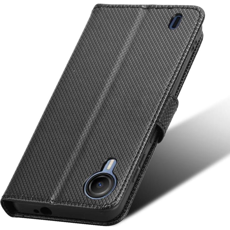 Funda de cuero PU tipo flip Elubugod para AT&T Calypso 4 negra